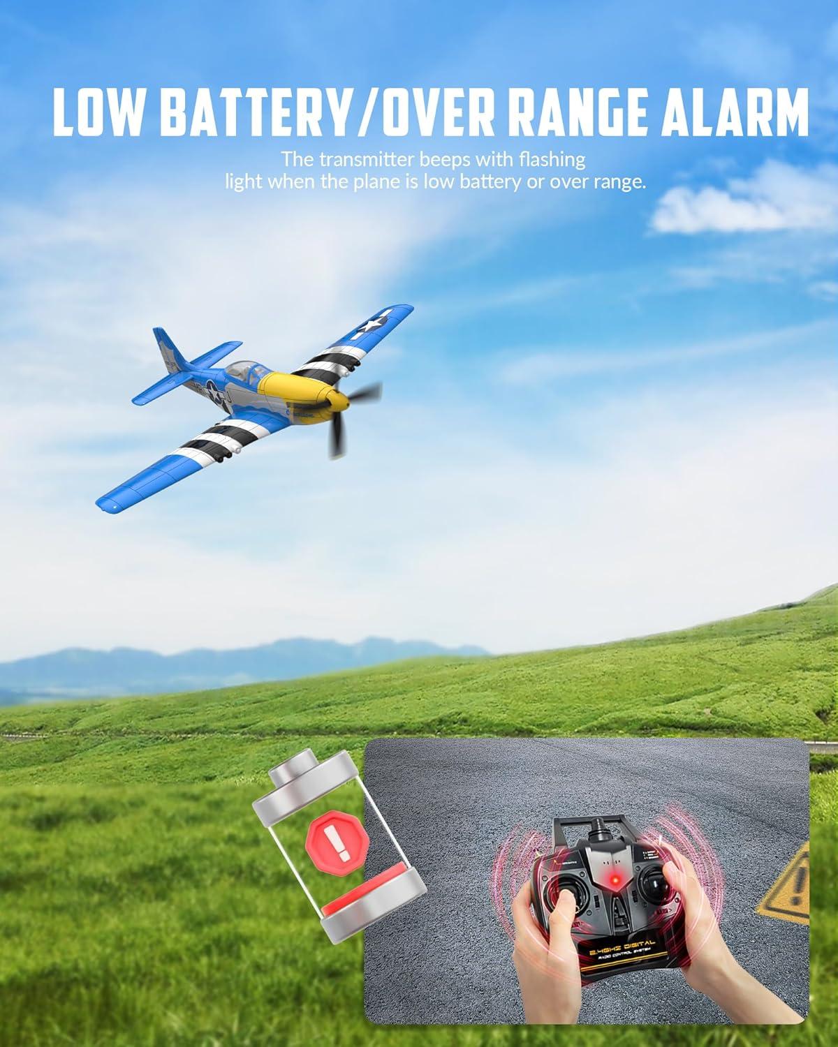 image:imageVOLANTEXRC Brushless 4CH RC Plane P51D Mustang 500mm Remote Control Airplane Fighter RTF with 6Axis Gyro 3 Modes amp Aerobatics 24GHz Radio Controlled Aircraft for Beginners amp AdultsBlue