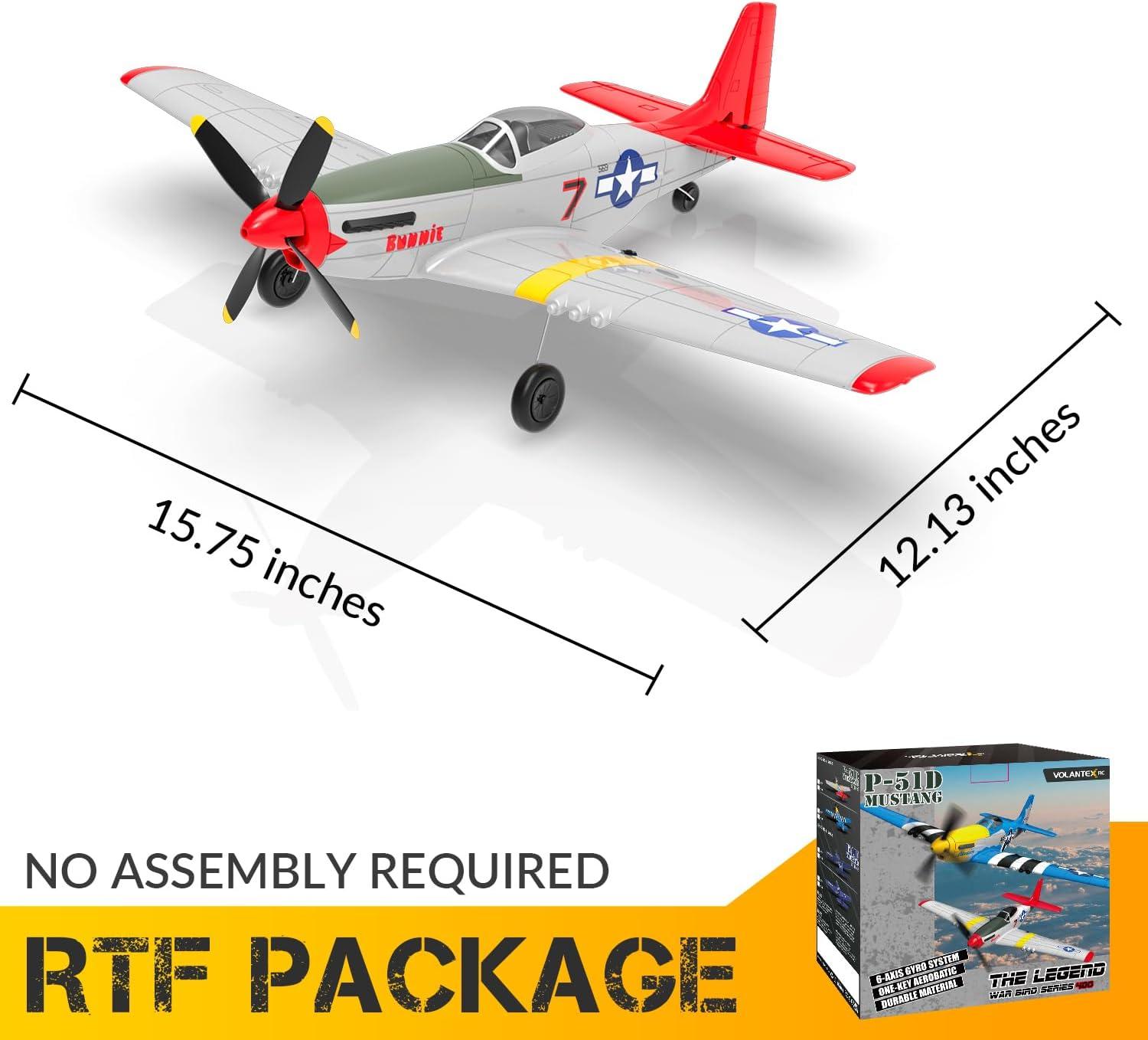 image:imageVOLANTEXRC Brushless 4CH RC Plane P51D Mustang 500mm Remote Control Airplane Fighter RTF with 6Axis Gyro 3 Modes amp Aerobatics 24GHz Radio Controlled Aircraft for Beginners amp AdultsRed