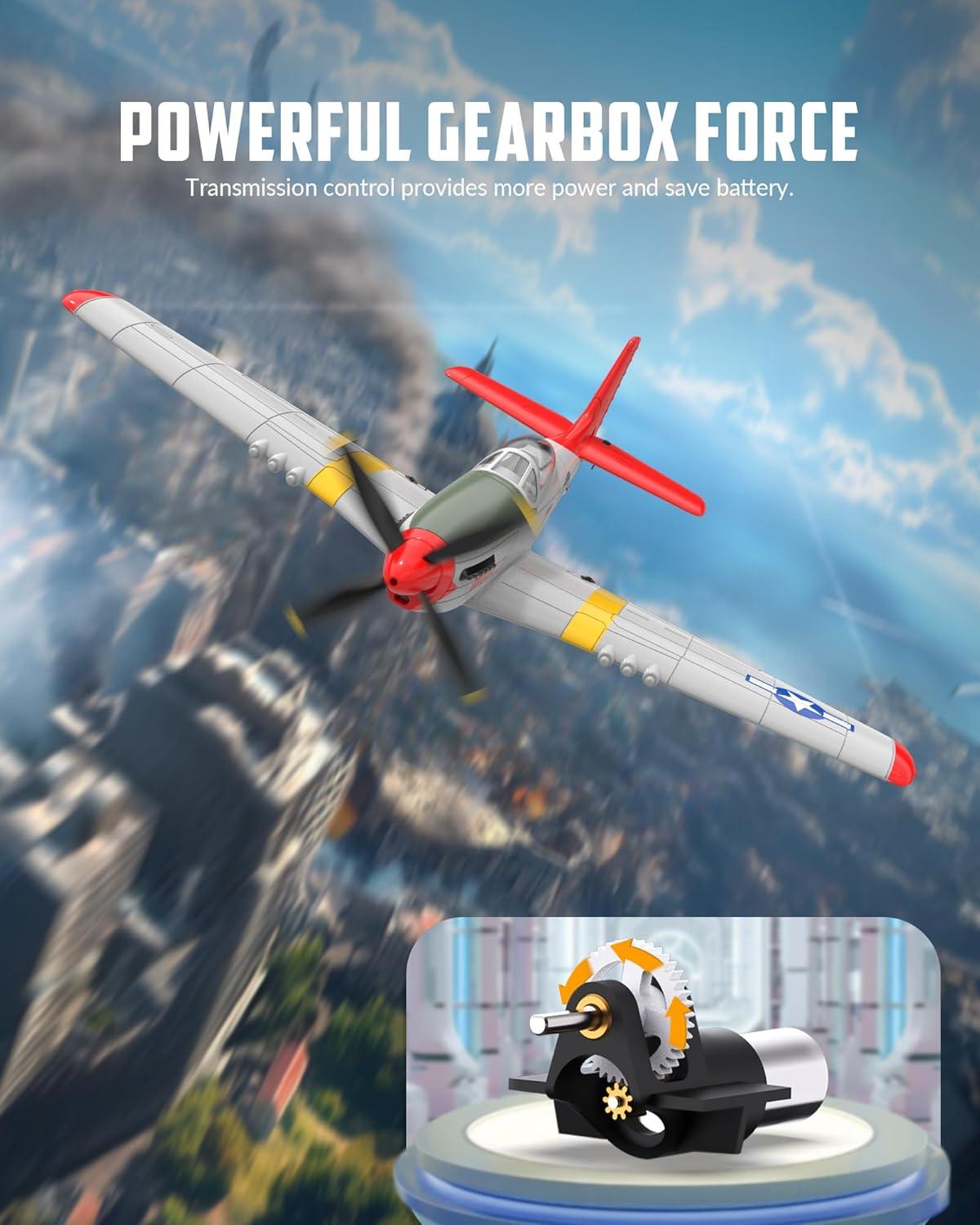 image:imageVOLANTEXRC Brushless 4CH RC Plane P51D Mustang 500mm Remote Control Airplane Fighter RTF with 6Axis Gyro 3 Modes amp Aerobatics 24GHz Radio Controlled Aircraft for Beginners amp AdultsRed