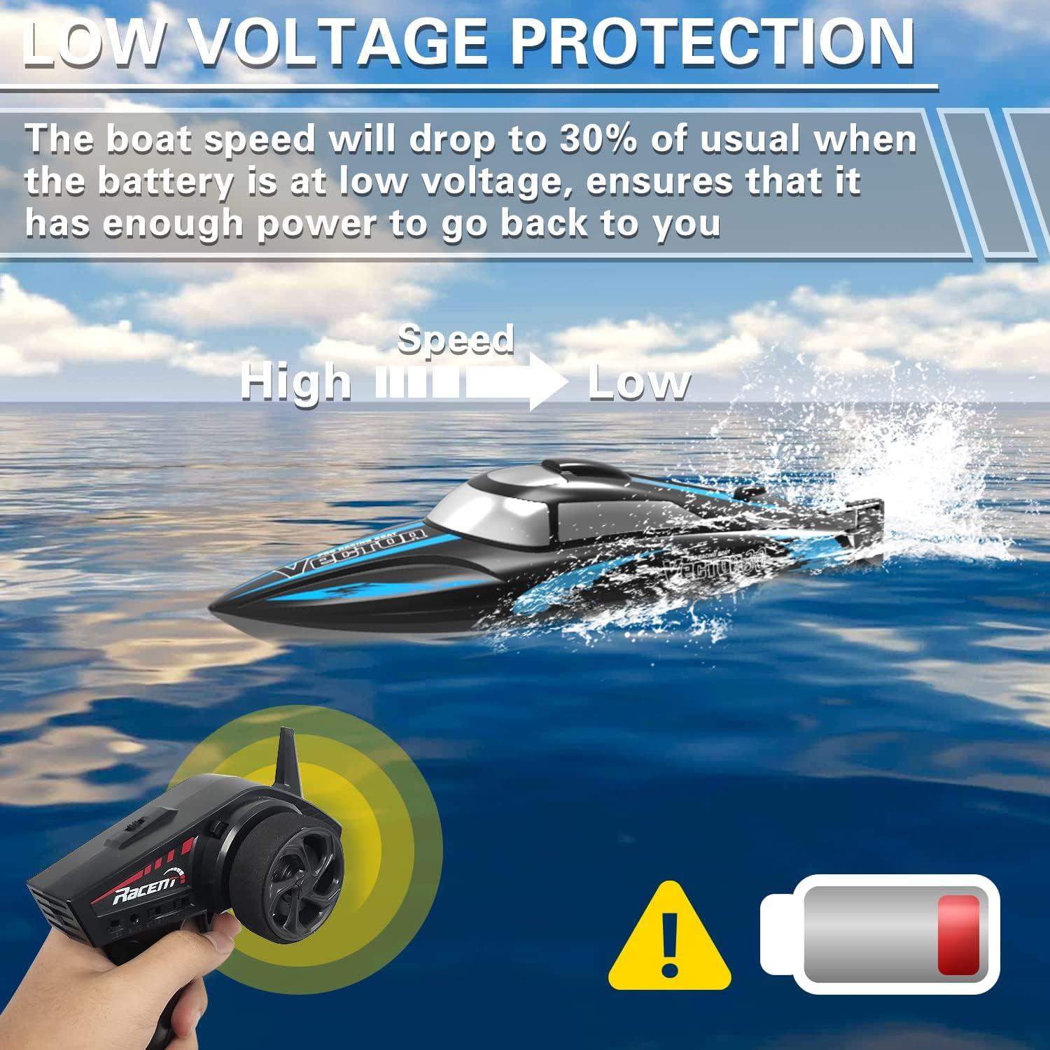 image:imageVOLANTEXRC RC Boat 20MPH Fast Remote Control Boat for Adults 24Ghz Toy Boats for Pools and Lake with 2 Rechargeable Batteries Toys Gifts for Adults with Light GreenBlack