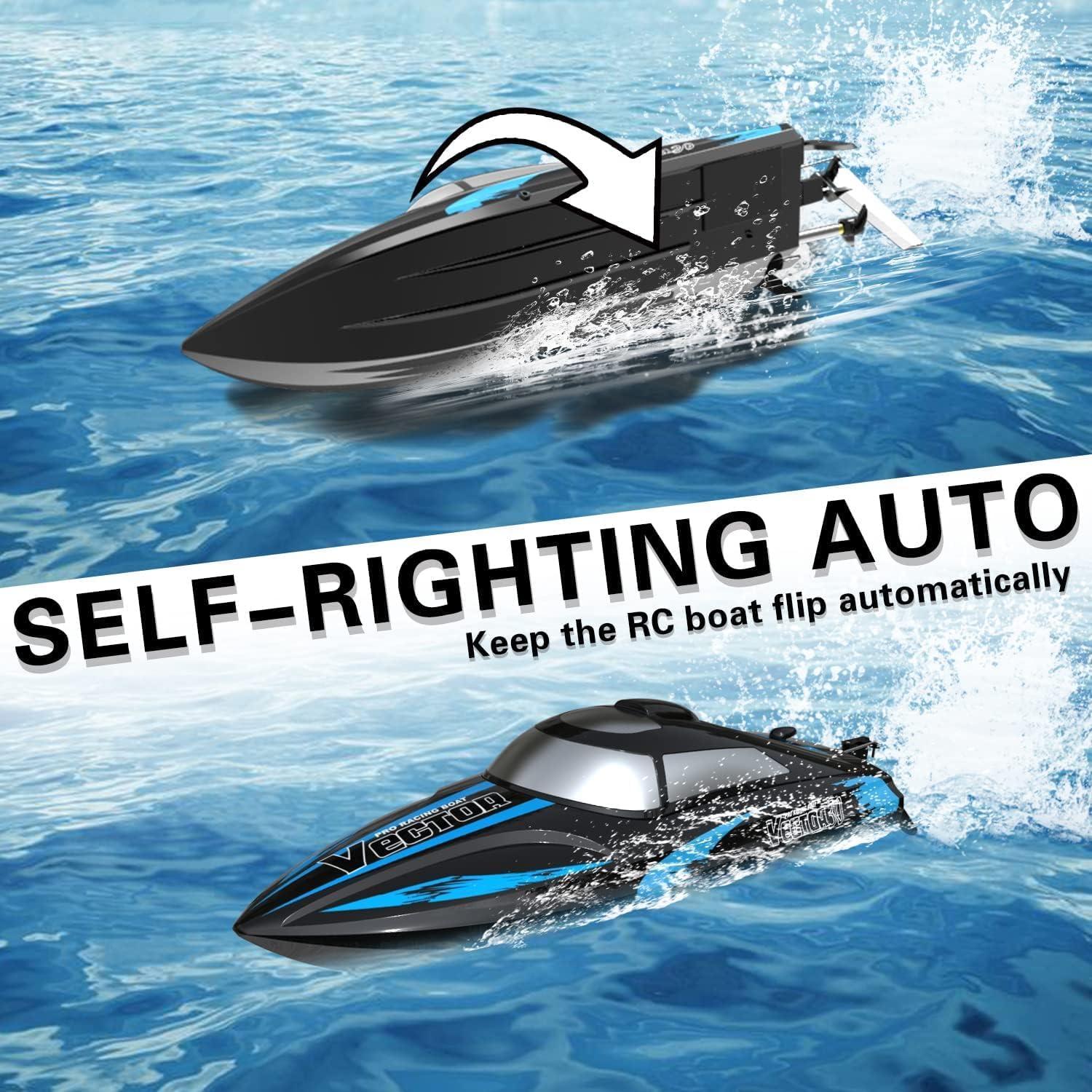 image:imageVOLANTEXRC RC Boat 20MPH Fast Remote Control Boat for Adults 24Ghz Toy Boats for Pools and Lake with 2 Rechargeable Batteries Toys Gifts for Adults with Light GreenBlack