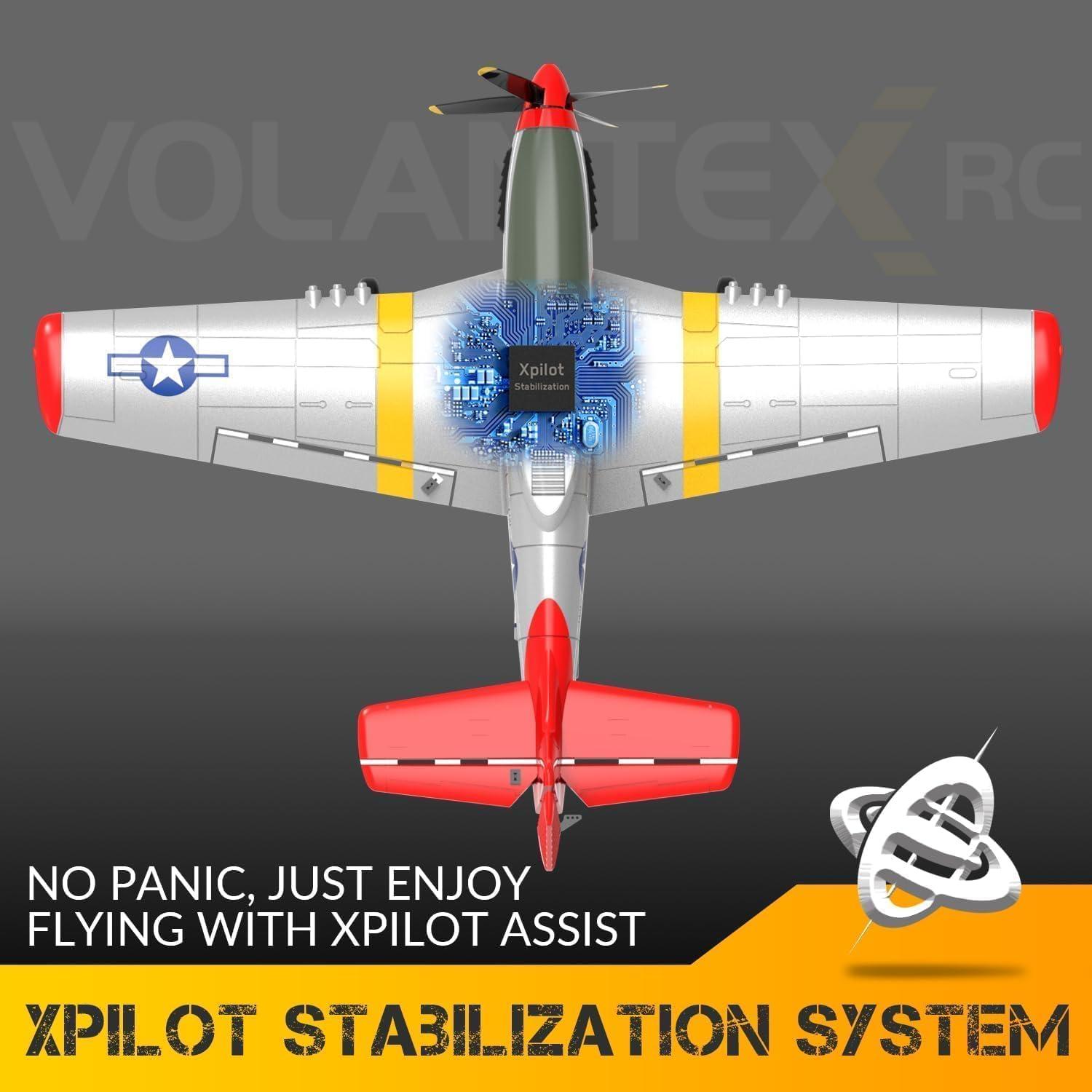 image:imageVOLANTEXRC RC Plane 4CH RC Airplane P51D Mustang RTF and BF109 Ready to Fly with Upgraded Canopy Xpilot Stabilization SystemampOne Key Aerobatic Function for Beginners Adluts