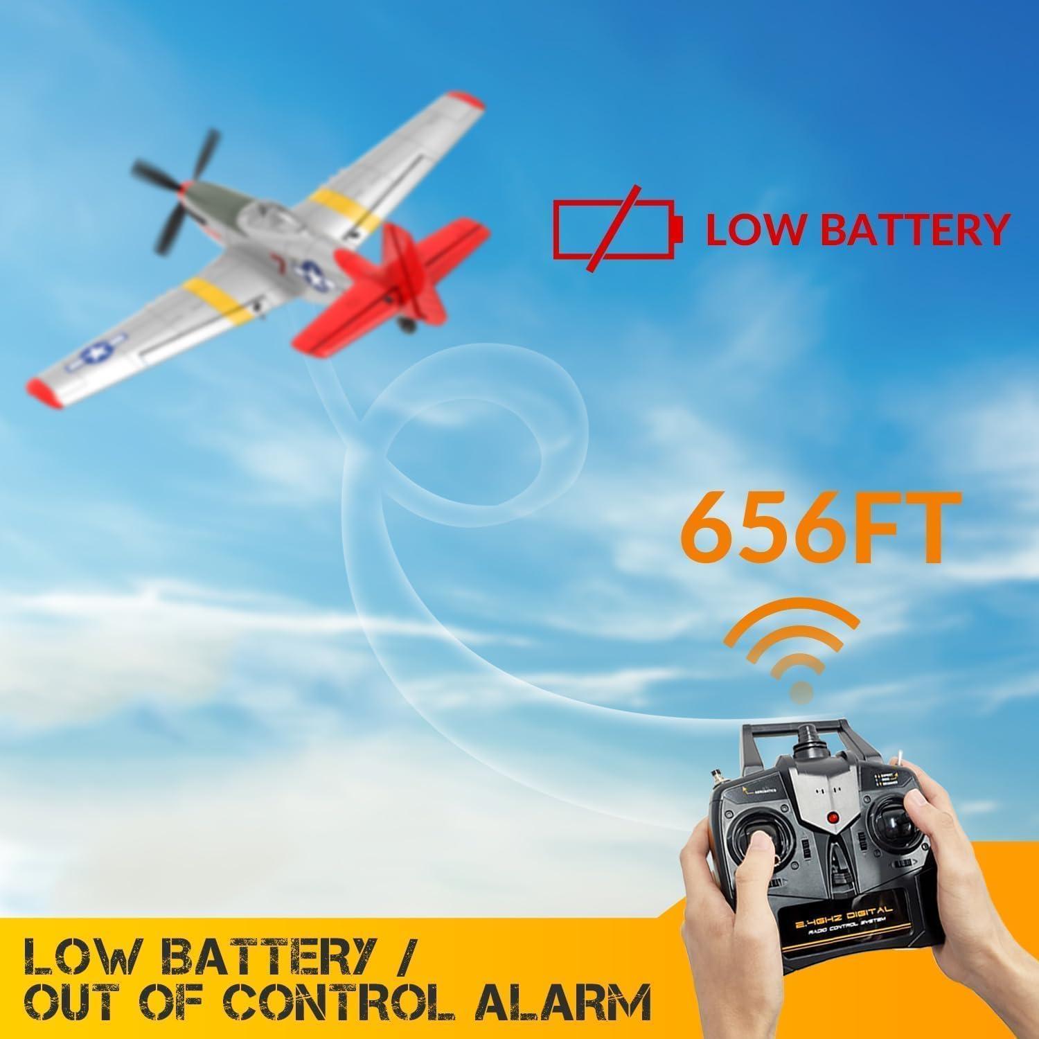 image:imageVOLANTEXRC RC Plane 4CH RC Airplane P51D Mustang RTF and BF109 Ready to Fly with Upgraded Canopy Xpilot Stabilization SystemampOne Key Aerobatic Function for Beginners Adluts
