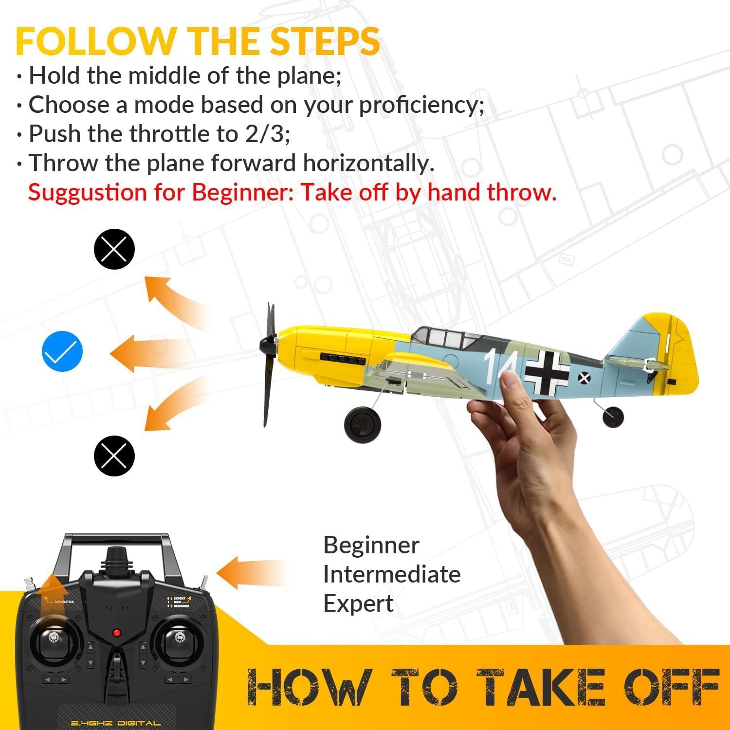 image:imageVOLANTEXRC RC Plane 4CH RC Airplane P51D Mustang RTF and BF109 Ready to Fly with Upgraded Canopy Xpilot Stabilization SystemampOne Key Aerobatic Function for Beginners Adluts