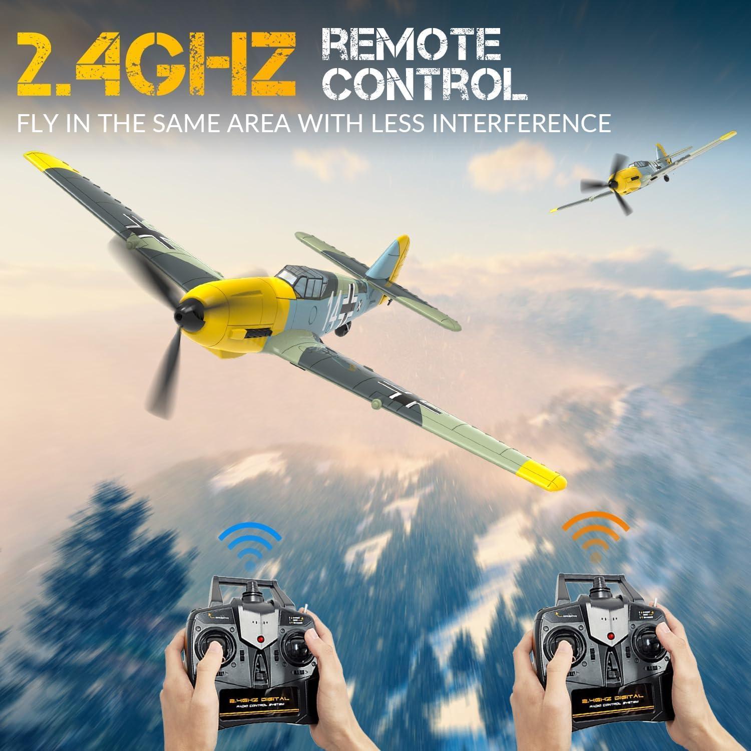 image:imageVOLANTEXRC RC Plane 4CH RC Airplane P51D Mustang RTF and BF109 Ready to Fly with Upgraded Canopy Xpilot Stabilization SystemampOne Key Aerobatic Function for Beginners Adluts