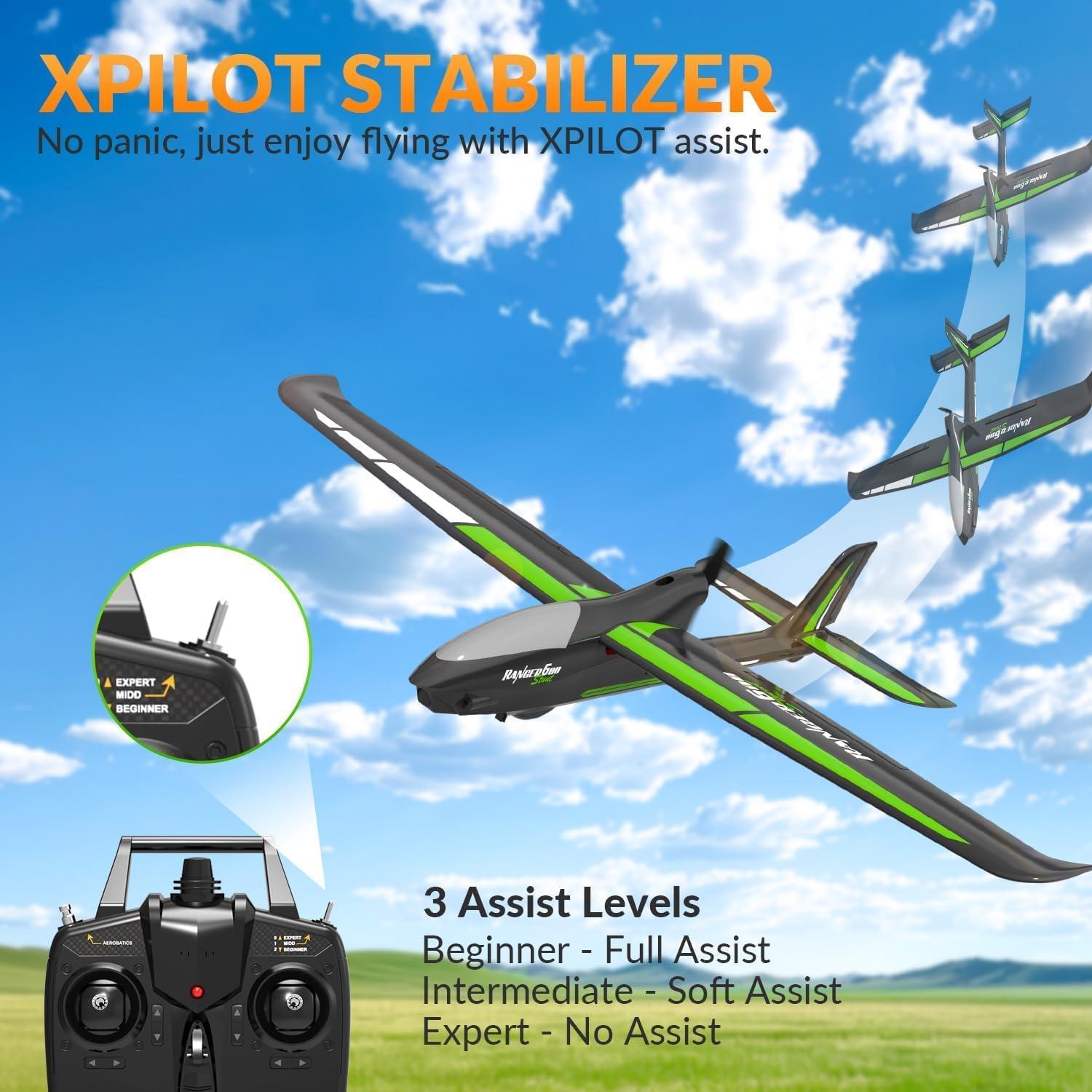 image:imageVOLANTEXRC RC Plane 4CH Remote Control Glider Airplane RTF with 6Axis Gyro 3 Modes amp Aerobatics Easy to Fly 24GHz Radio Controlled Aircraft for Beginnersamp Adults Ranger600 Stunt BlackRTR version Black