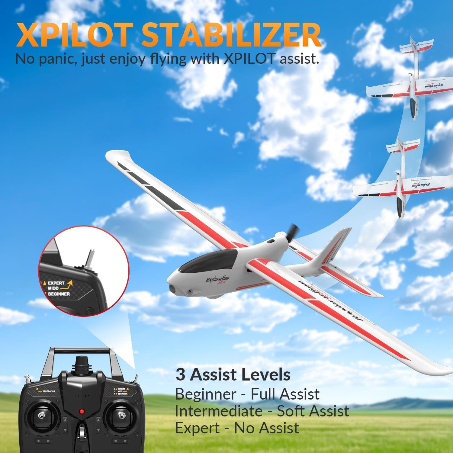 image:imageVOLANTEXRC RC Plane 4CH Remote Control Glider Airplane RTF with 6Axis Gyro 3 Modes amp Aerobatics Easy to Fly 24GHz Radio Controlled Aircraft for Beginnersamp Adults Ranger600 Stunt BlackRTR version White