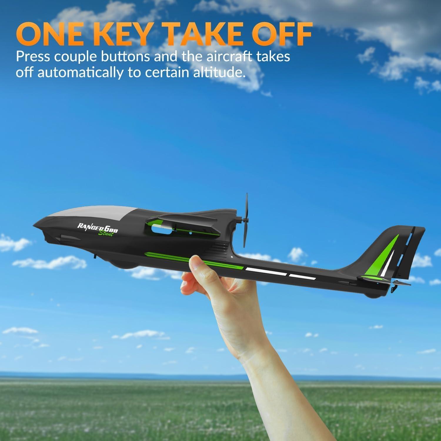 image:imageVOLANTEXRC RC Plane 4CH Remote Control Glider Airplane RTF with 6Axis Gyro 3 Modes amp Aerobatics Easy to Fly 24GHz Radio Controlled Aircraft for Beginnersamp Adults Ranger600 Stunt BlackRTR version Black