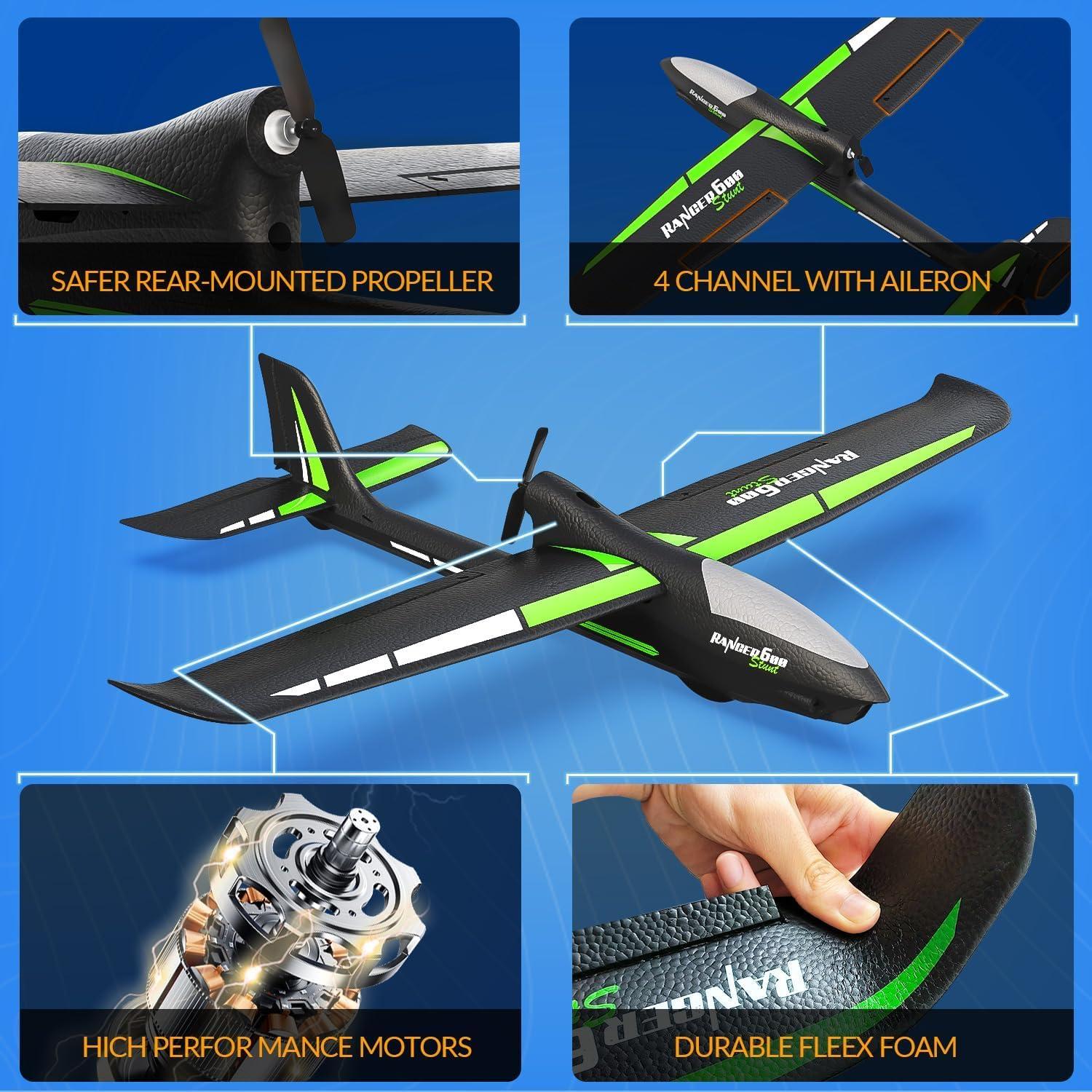 image:imageVOLANTEXRC RC Plane 4CH Remote Control Glider Airplane RTF with 6Axis Gyro 3 Modes amp Aerobatics Easy to Fly 24GHz Radio Controlled Aircraft for Beginnersamp Adults Ranger600 Stunt BlackRTR version Black