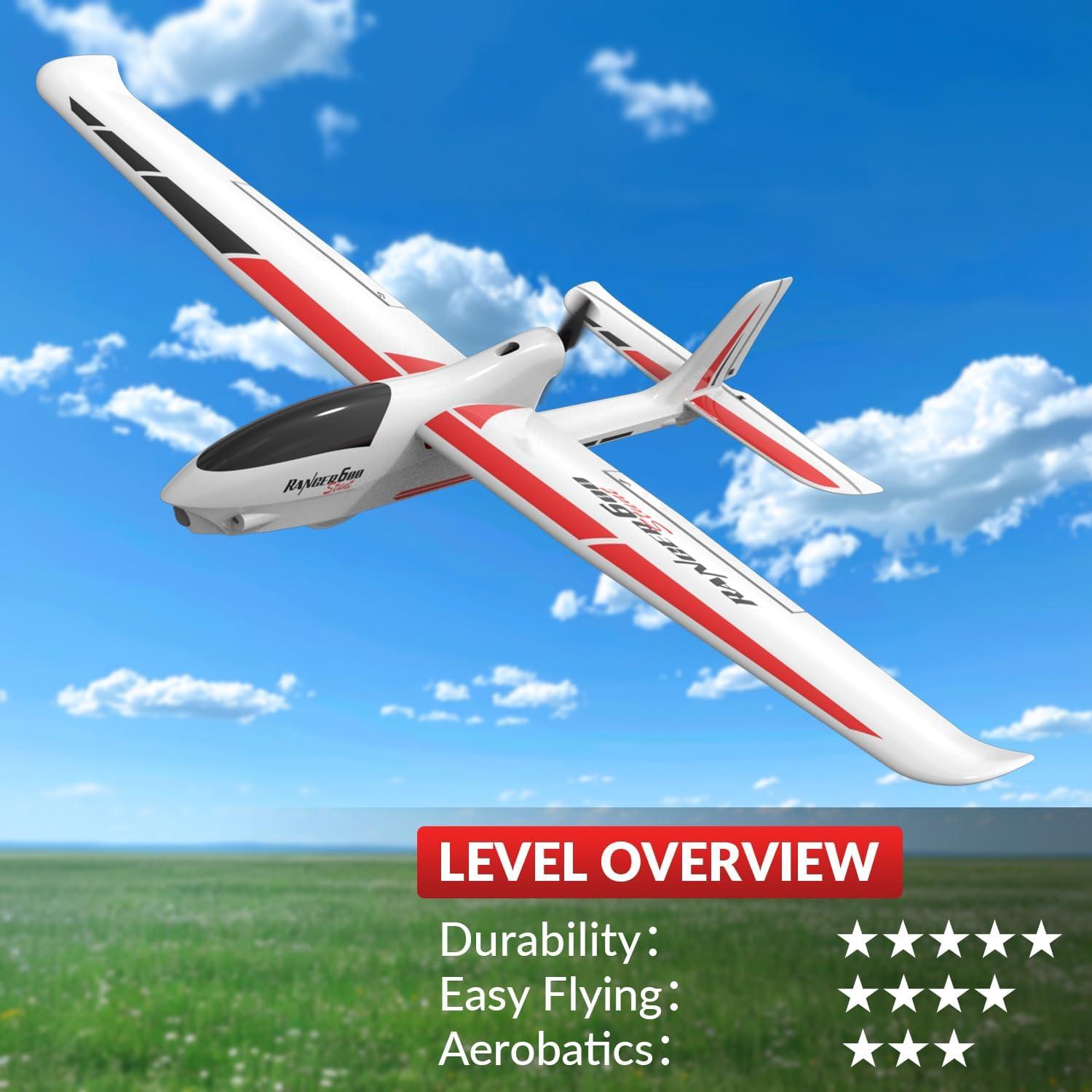 image:imageVOLANTEXRC RC Plane 4CH Remote Control Glider Airplane RTF with 6Axis Gyro 3 Modes amp Aerobatics Easy to Fly 24GHz Radio Controlled Aircraft for Beginnersamp Adults Ranger600 Stunt BlackRTR version White