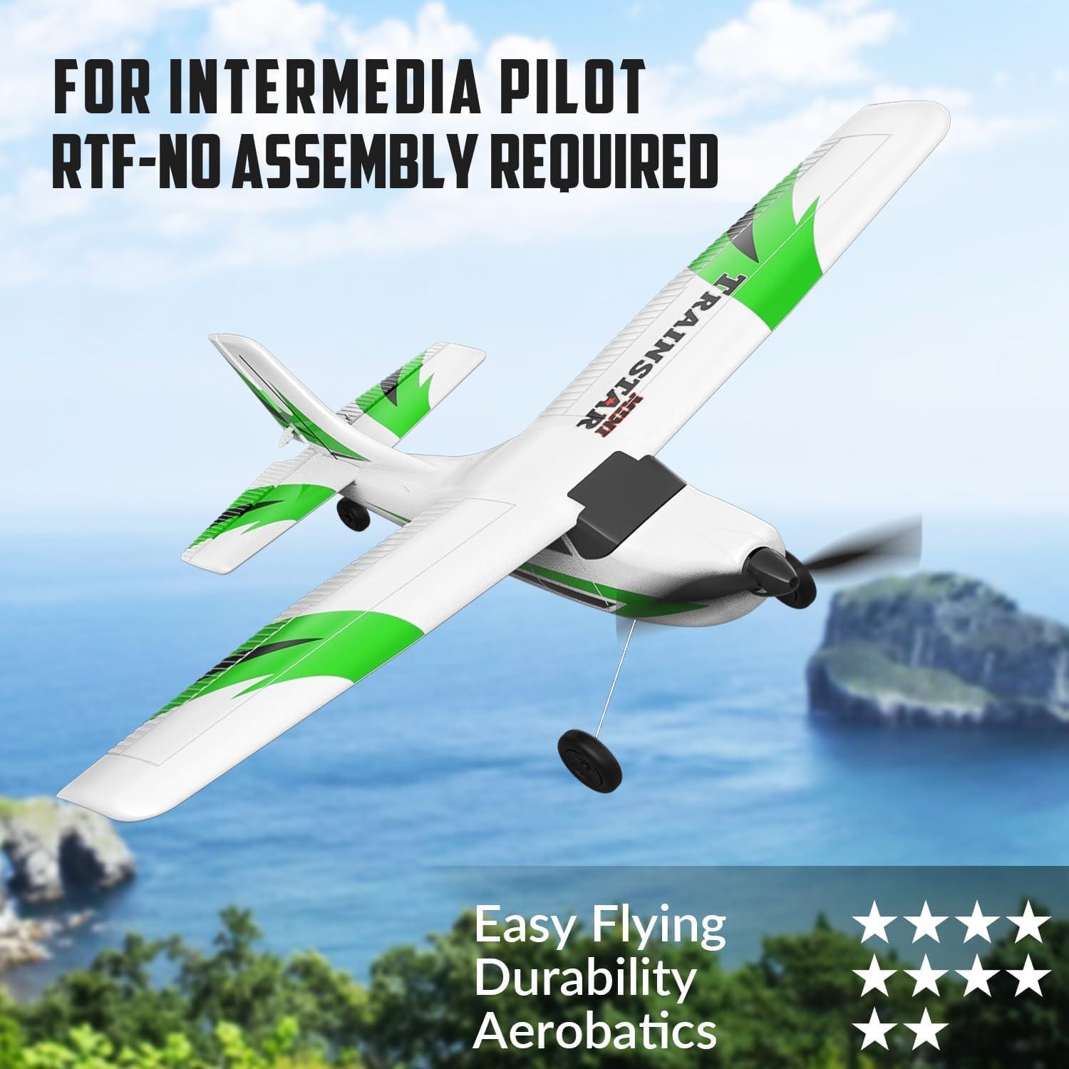 image:imageVOLANTEXRC RC Plane Trainer 3CH Remote Control Airplane with Prop Saver 6Axis Gyro Stabilizer amp 3 Modes to Fly Hobby Radio Controlled Aircraft RTF for Beginners Adults 400mmGreen