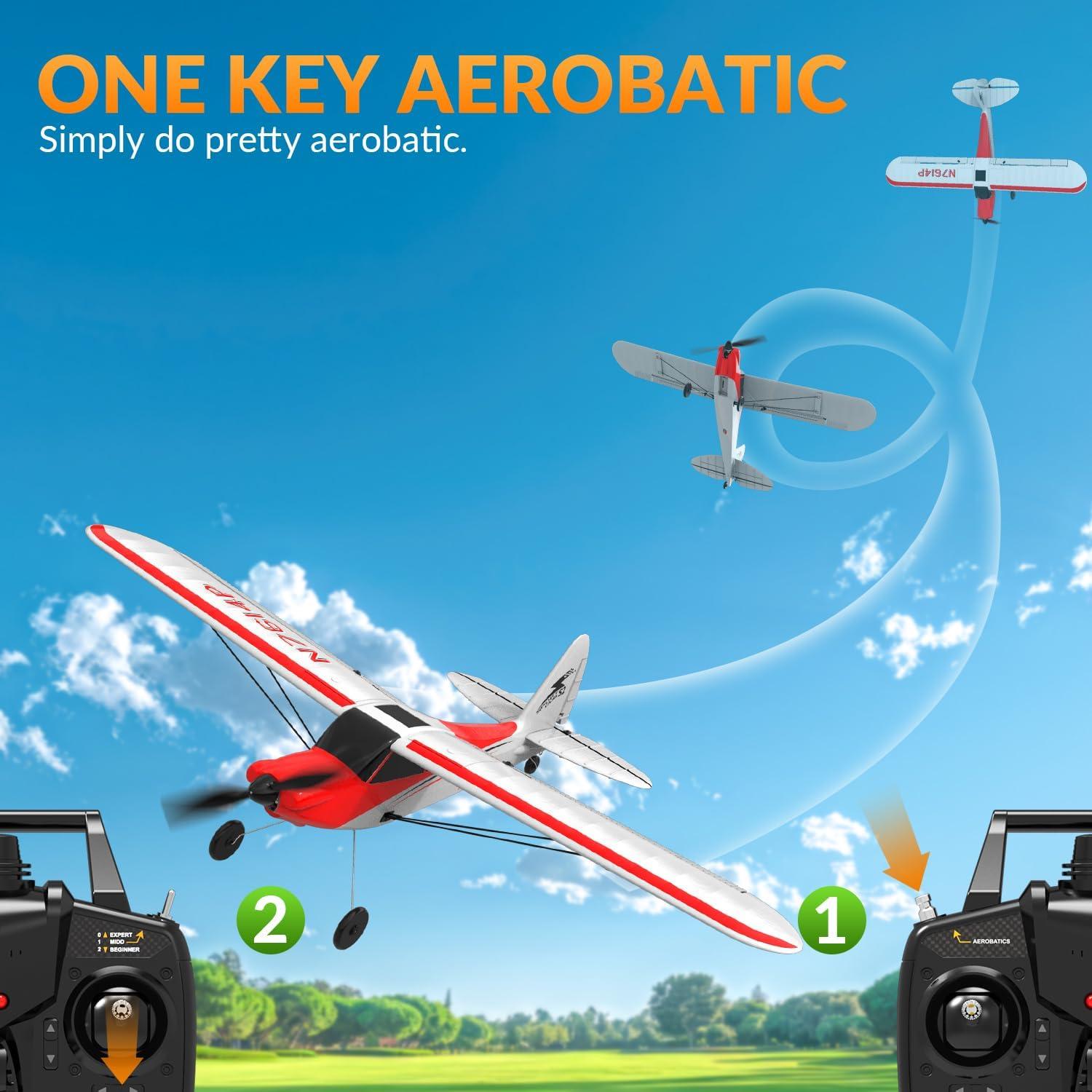 image:imageVOLANTEXRC RC Plane Trainer Sport Cub 4CH Remote Control Airplane with Prop Saver 6Axis Gyro Stabilizer amp 3 Modes to Fly Radio Controlled Aircraft RTF for Beginners amp Adults 500mmRedRed