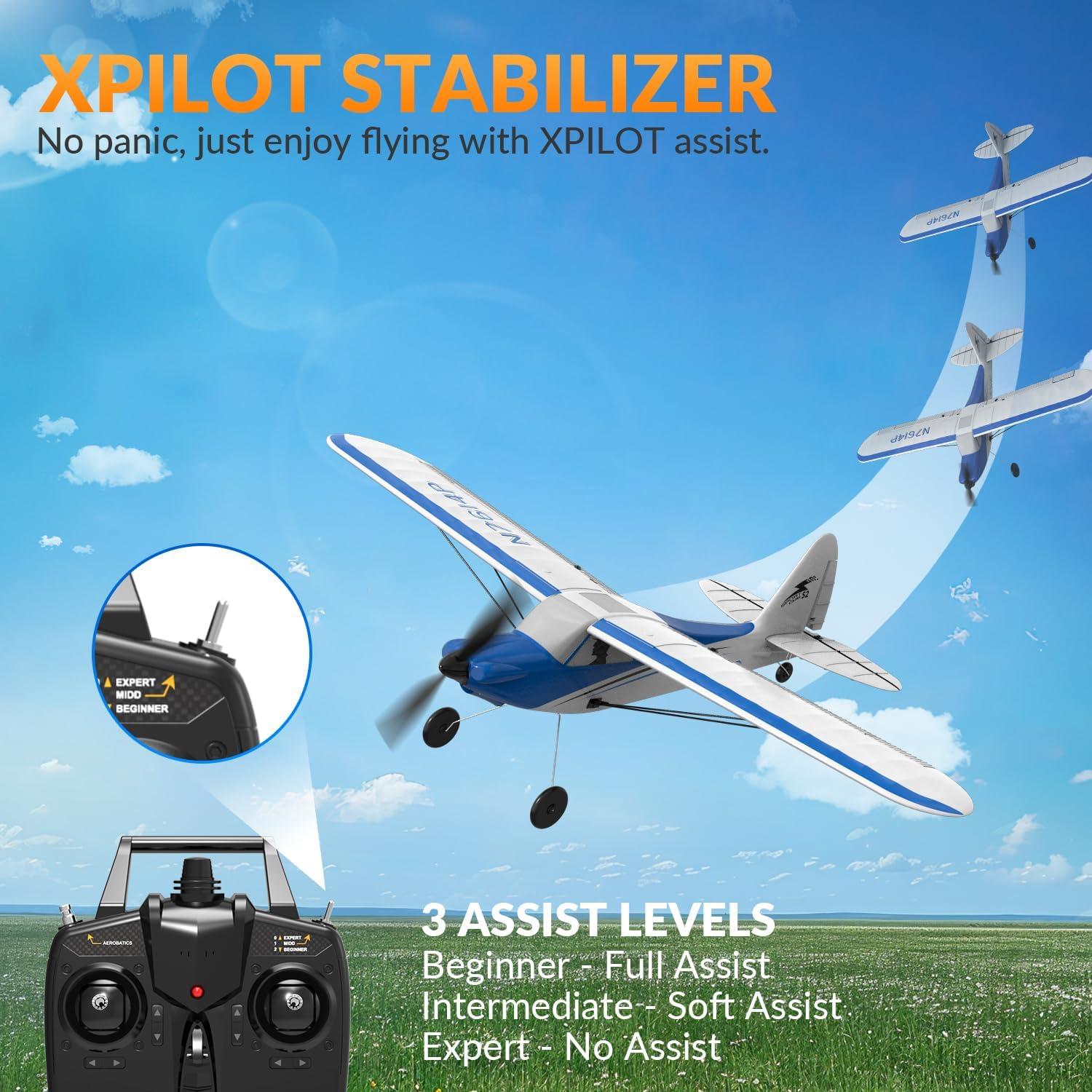 image:imageVOLANTEXRC RC Plane Trainer Sport Cub 4CH Remote Control Airplane with Prop Saver 6Axis Gyro Stabilizer amp 3 Modes to Fly Radio Controlled Aircraft RTF for Beginners amp Adults 500mmRedBlue
