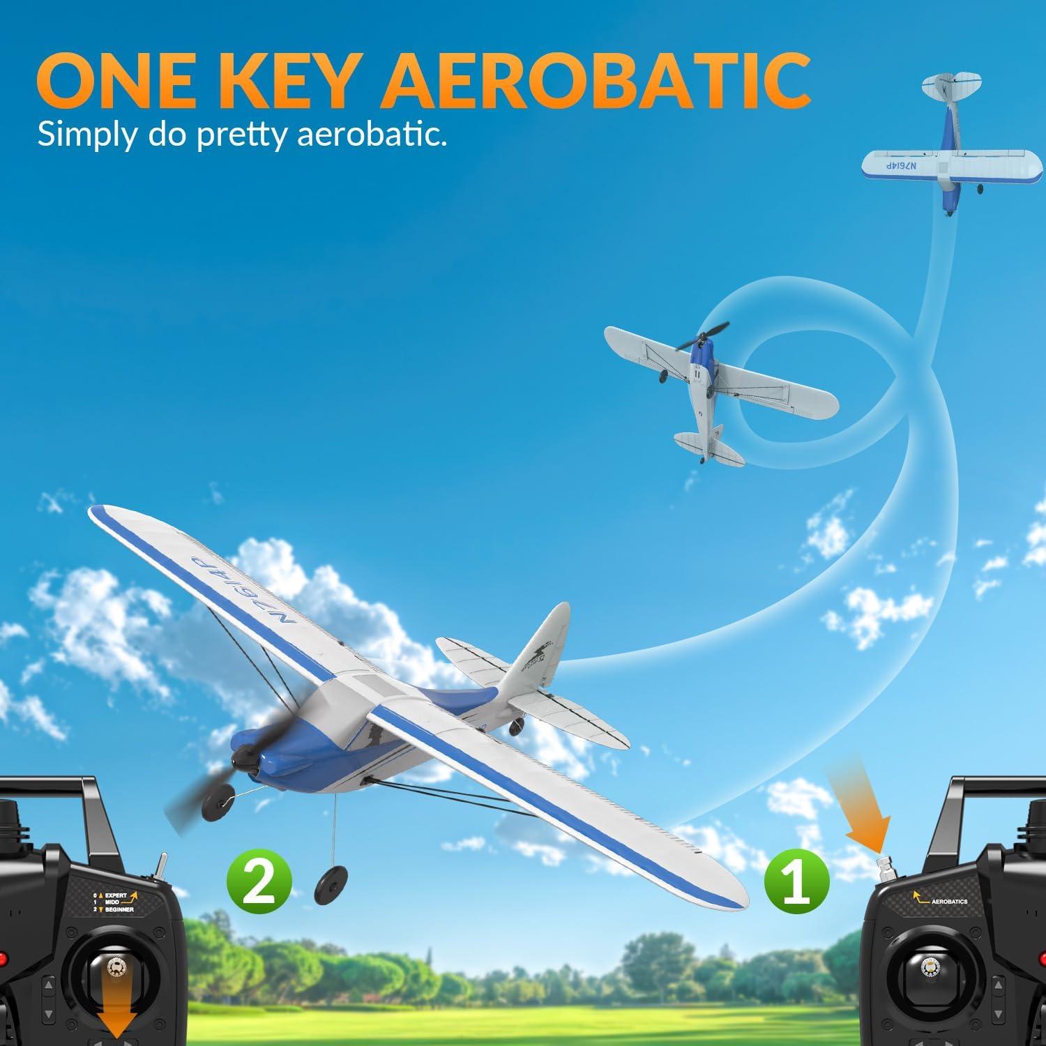 image:imageVOLANTEXRC RC Plane Trainer Sport Cub 4CH Remote Control Airplane with Prop Saver 6Axis Gyro Stabilizer amp 3 Modes to Fly Radio Controlled Aircraft RTF for Beginners amp Adults 500mmRedBlue