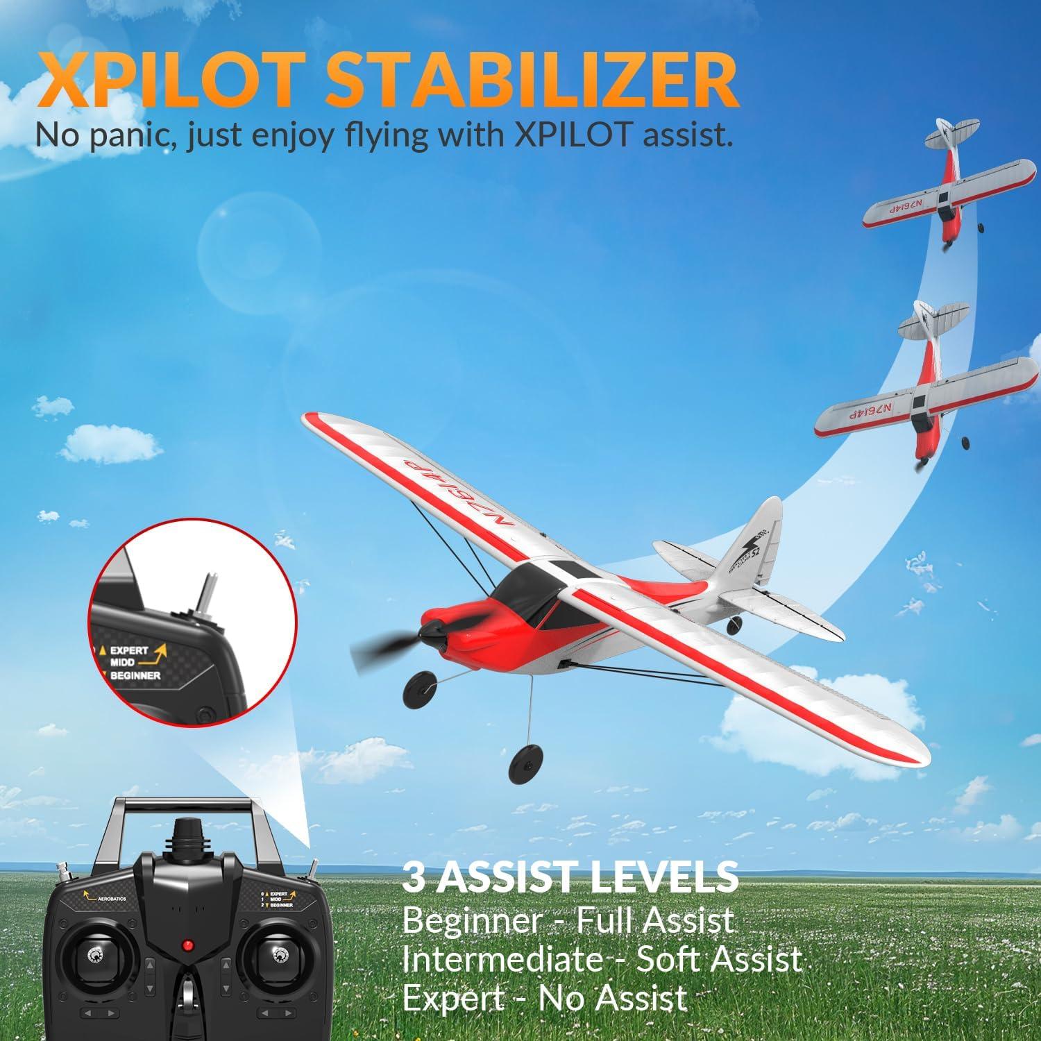 image:imageVOLANTEXRC RC Plane Trainer Sport Cub 4CH Remote Control Airplane with Prop Saver 6Axis Gyro Stabilizer amp 3 Modes to Fly Radio Controlled Aircraft RTF for Beginners amp Adults 500mmRedRed