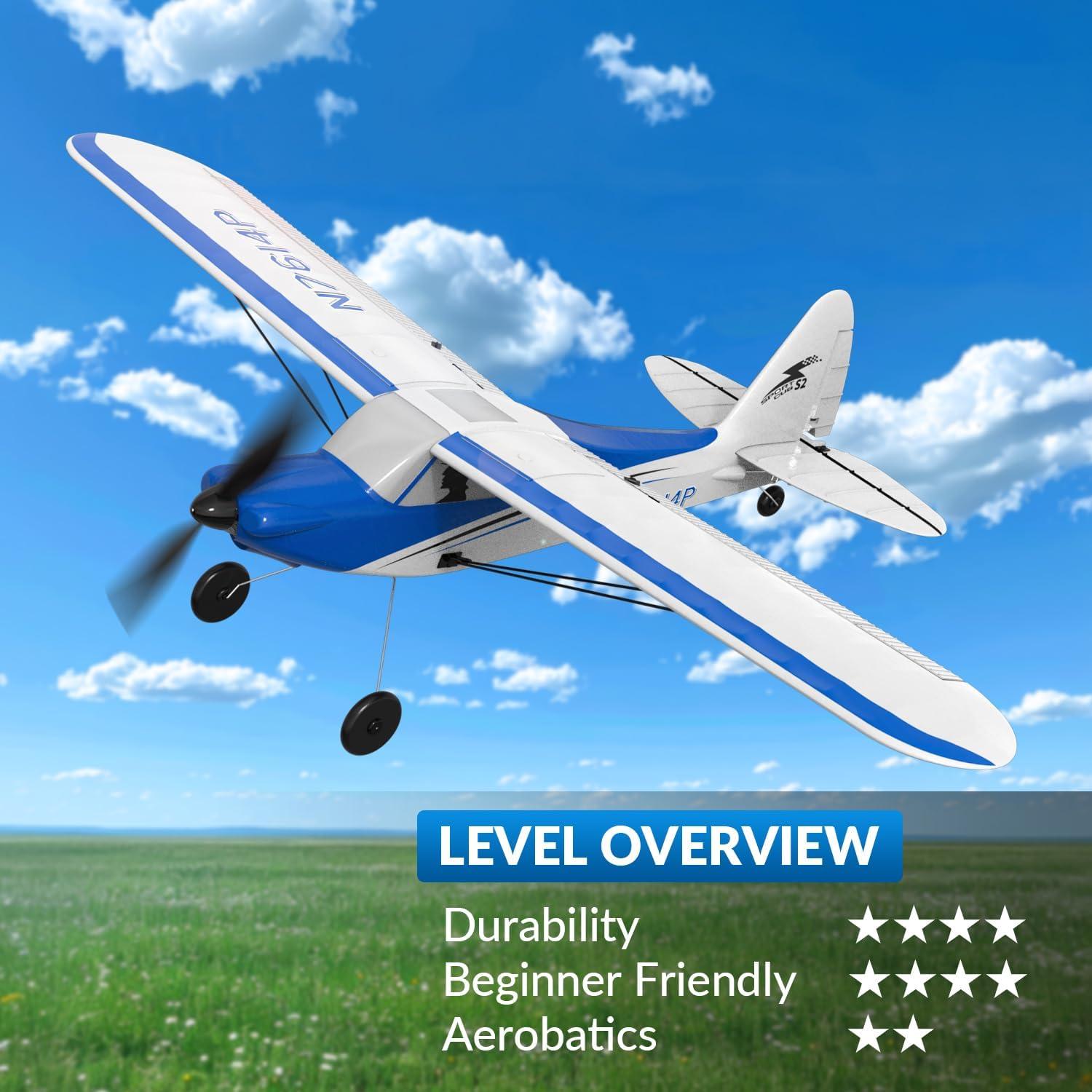 image:imageVOLANTEXRC RC Plane Trainer Sport Cub 4CH Remote Control Airplane with Prop Saver 6Axis Gyro Stabilizer amp 3 Modes to Fly Radio Controlled Aircraft RTF for Beginners amp Adults 500mmRedBlue