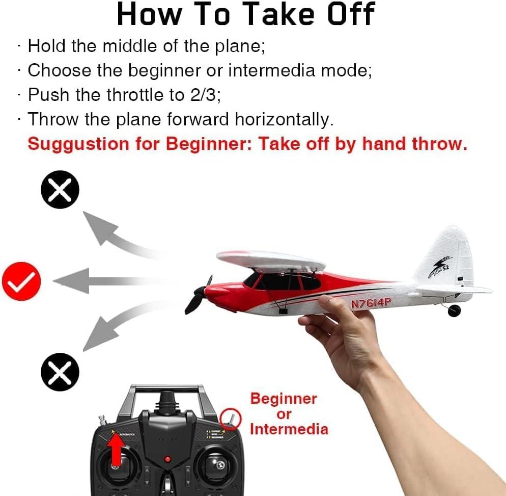 image:imageVOLANTEXRC RC Plane Trainer Sport Cub 4CH Remote Control Airplane with Prop Saver 6Axis Gyro Stabilizer amp 3 Modes to Fly Radio Controlled Aircraft RTF for Beginners amp Adults 500mmRedRed