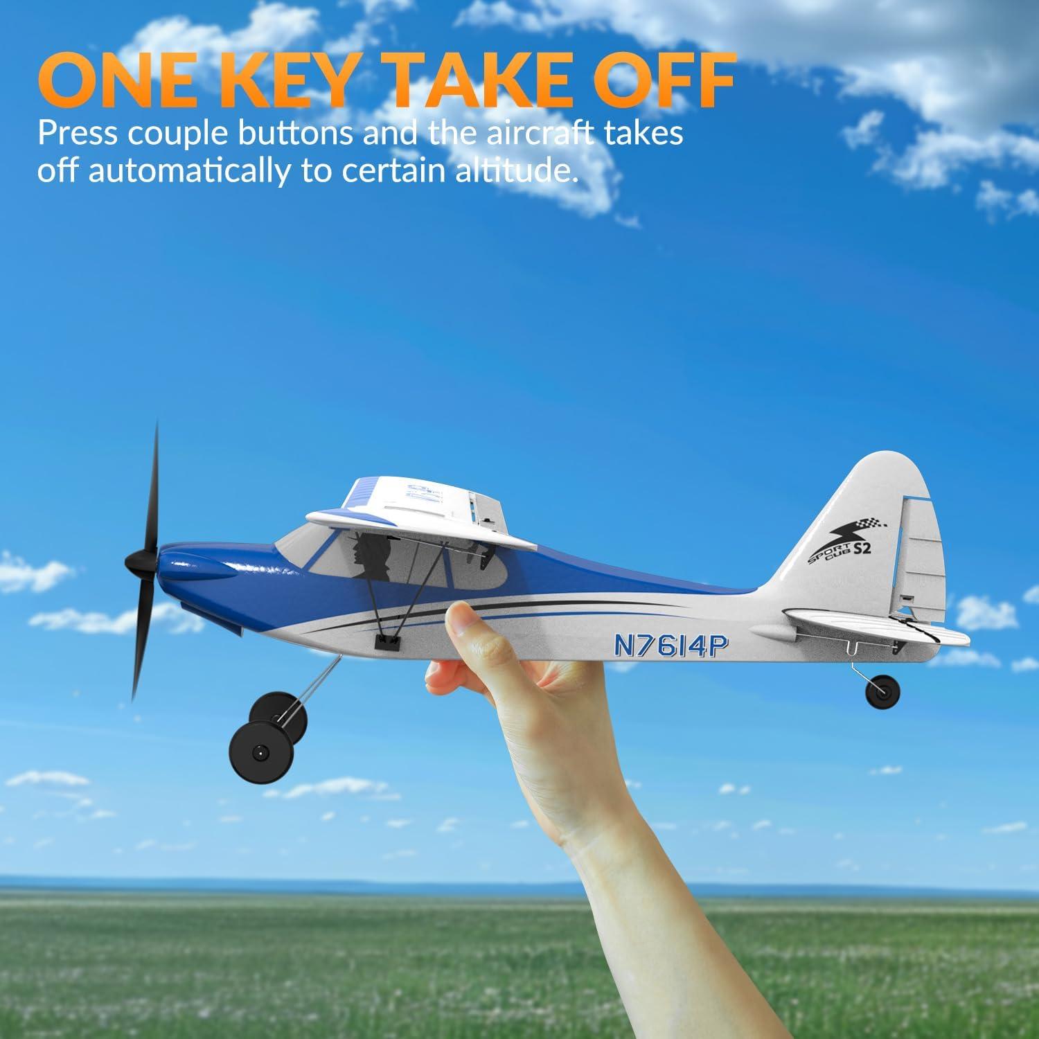image:imageVOLANTEXRC RC Plane Trainer Sport Cub 4CH Remote Control Airplane with Prop Saver 6Axis Gyro Stabilizer amp 3 Modes to Fly Radio Controlled Aircraft RTF for Beginners amp Adults 500mmRedBlue