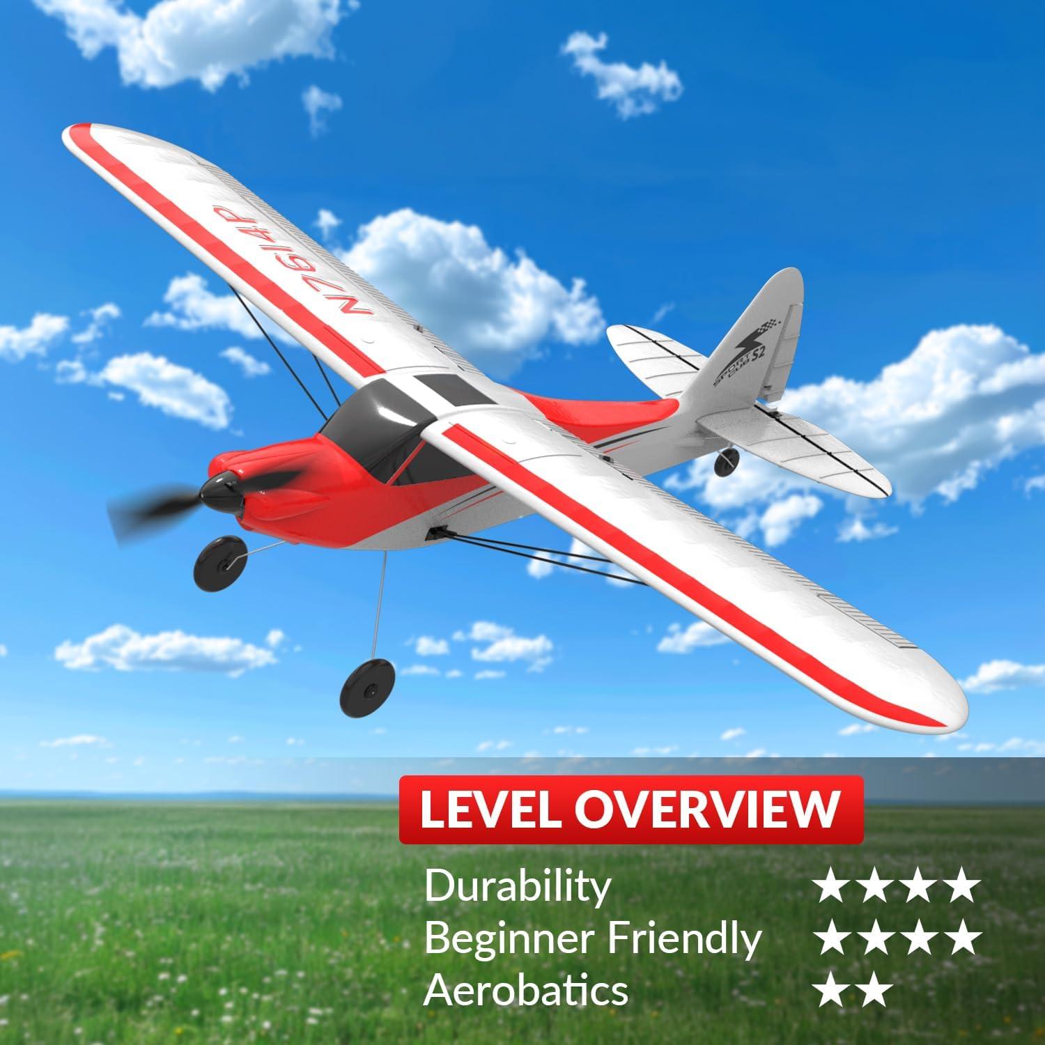 image:imageVOLANTEXRC RC Plane Trainer Sport Cub 4CH Remote Control Airplane with Prop Saver 6Axis Gyro Stabilizer amp 3 Modes to Fly Radio Controlled Aircraft RTF for Beginners amp Adults 500mmRedRed