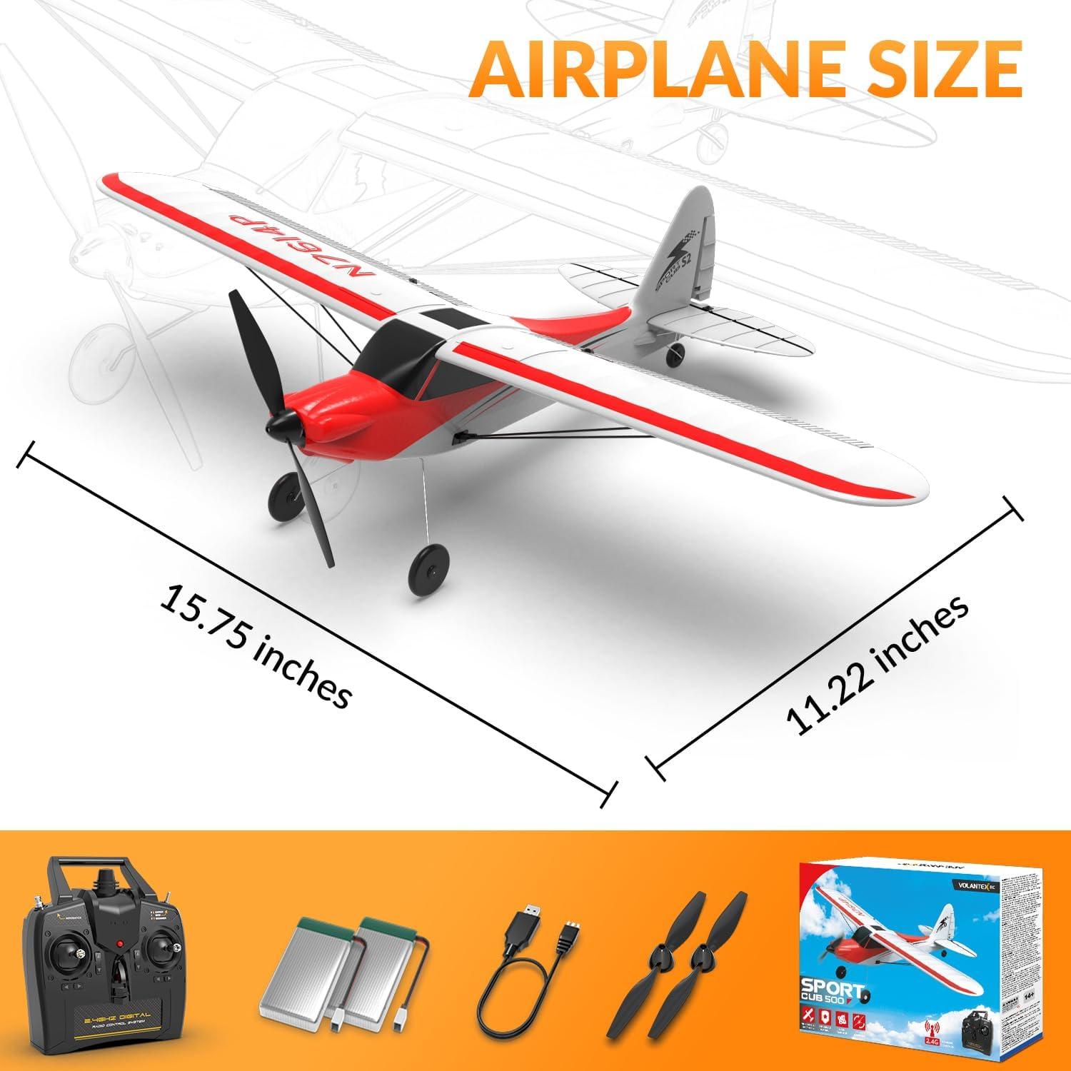 image:imageVOLANTEXRC RC Plane Trainer Sport Cub 4CH Remote Control Airplane with Prop Saver 6Axis Gyro Stabilizer amp 3 Modes to Fly Radio Controlled Aircraft RTF for Beginners amp Adults 500mmRedRed