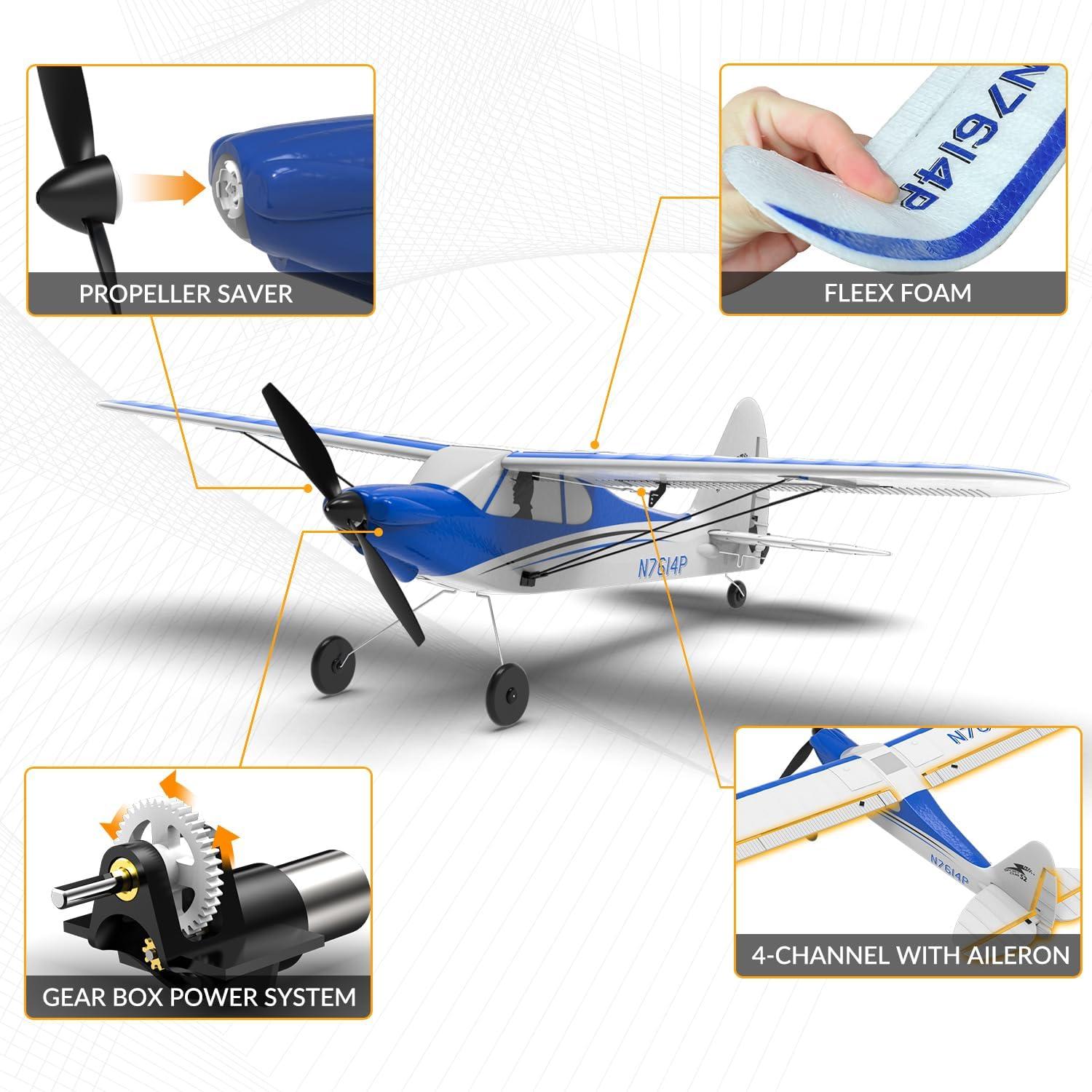 image:imageVOLANTEXRC RC Plane Trainer Sport Cub 4CH Remote Control Airplane with Prop Saver 6Axis Gyro Stabilizer amp 3 Modes to Fly Radio Controlled Aircraft RTF for Beginners amp Adults 500mmRedBlue