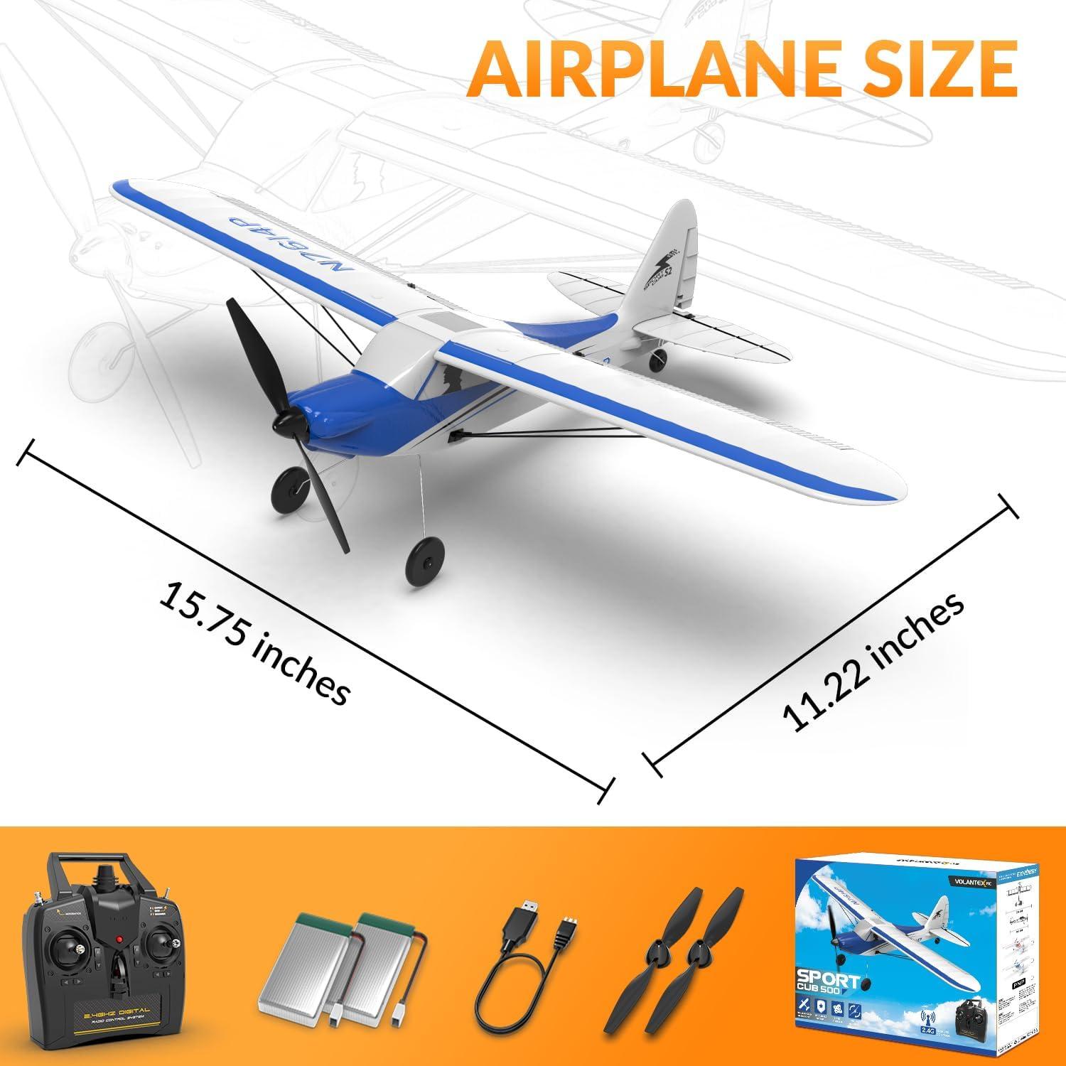 image:imageVOLANTEXRC RC Plane Trainer Sport Cub 4CH Remote Control Airplane with Prop Saver 6Axis Gyro Stabilizer amp 3 Modes to Fly Radio Controlled Aircraft RTF for Beginners amp Adults 500mmRedBlue