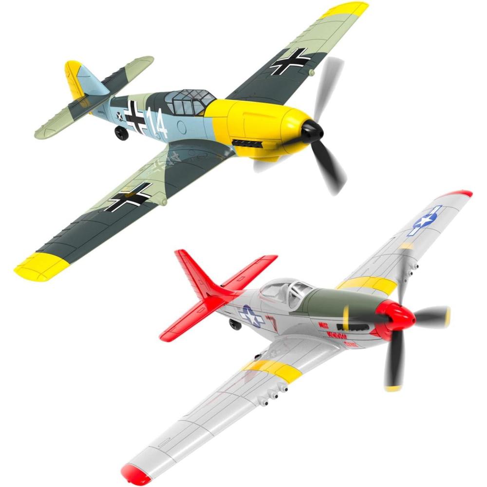 image:imageVOLANTEXRC RC Plane 4CH RC Airplane P51D Mustang RTF and BF109 Ready to Fly with Upgraded Canopy Xpilot Stabilization SystemampOne Key Aerobatic Function for Beginners Adluts