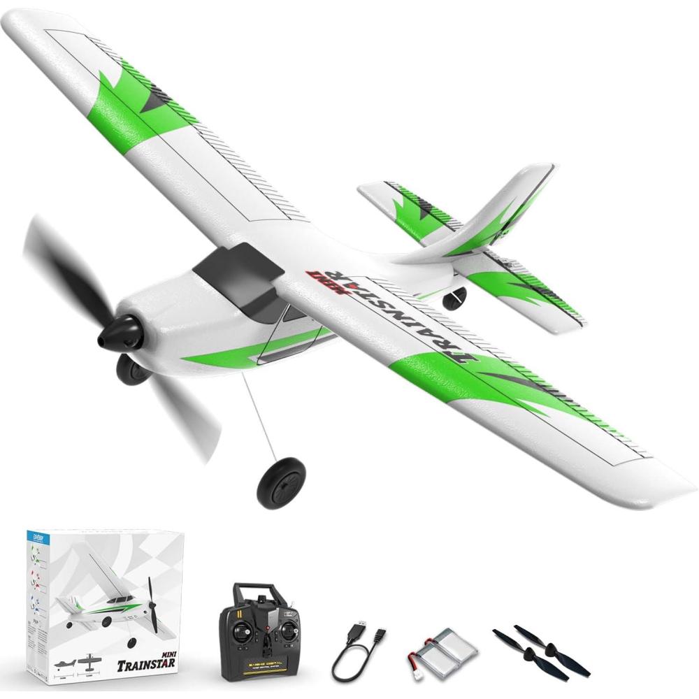 image:imageVOLANTEXRC RC Plane Trainer 3CH Remote Control Airplane with Prop Saver 6Axis Gyro Stabilizer amp 3 Modes to Fly Hobby Radio Controlled Aircraft RTF for Beginners Adults 400mmGreen