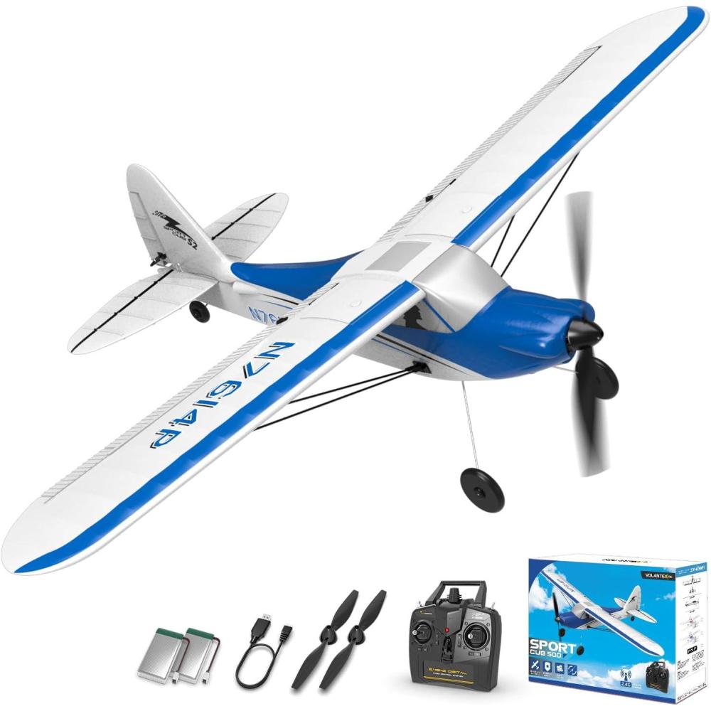 image:imageVOLANTEXRC RC Plane Trainer Sport Cub 4CH Remote Control Airplane with Prop Saver 6Axis Gyro Stabilizer amp 3 Modes to Fly Radio Controlled Aircraft RTF for Beginners amp Adults 500mmRedBlue