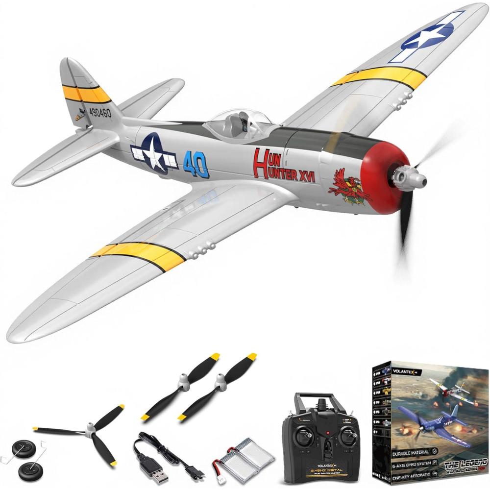 image:imageVOLANTEXRC RC Plane for Beginners 4CH WWII RC Airplane A6M Zero with Aileron 24Ghz Remote Control Plane with Xpilot Self Righting amp One Key Aerobatic Gifts for Adults 76115 RTFP47 Thunderbolt