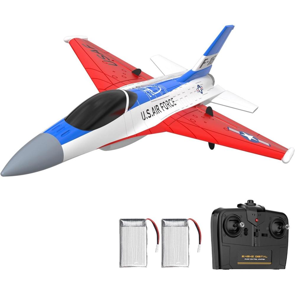 image:imagevolantexrc RC Plane 3 Channel Remote Control Plane Fighter Spitfire with 6axis Gyro 24GHz RTF Radio Controlled Aircraft Easy to Fly for Beginners Adults 76205 RTFF16 Falcon