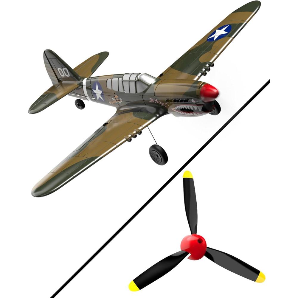 image:imagevolantexrc RC Plane 4 Channel Remote Control Airplane Fighter P40 with Aileron 6Axis Gyro Aerobatics for Adults amp Propellers