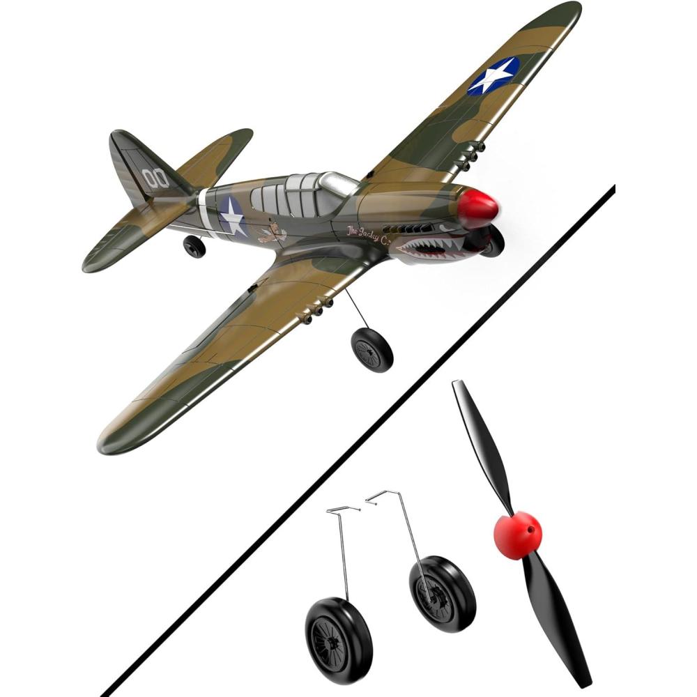 image:imagevolantexrc RC Plane 4 Channel Remote Control Airplane Fighter P40 with Aileron 6Axis Gyro Aerobatics for Adults amp Propellers amp Landing Gear