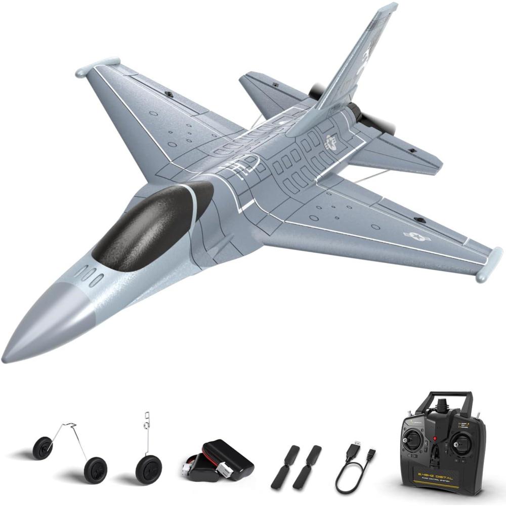 image:imagevolantexrc RC Plane F16 Fighting Falcon  24Ghz 2CH Remote Control Airplane Jet Fighter Ready to Fly with Cool Lights for BeginnersAdults 76244CH F16 Falcon