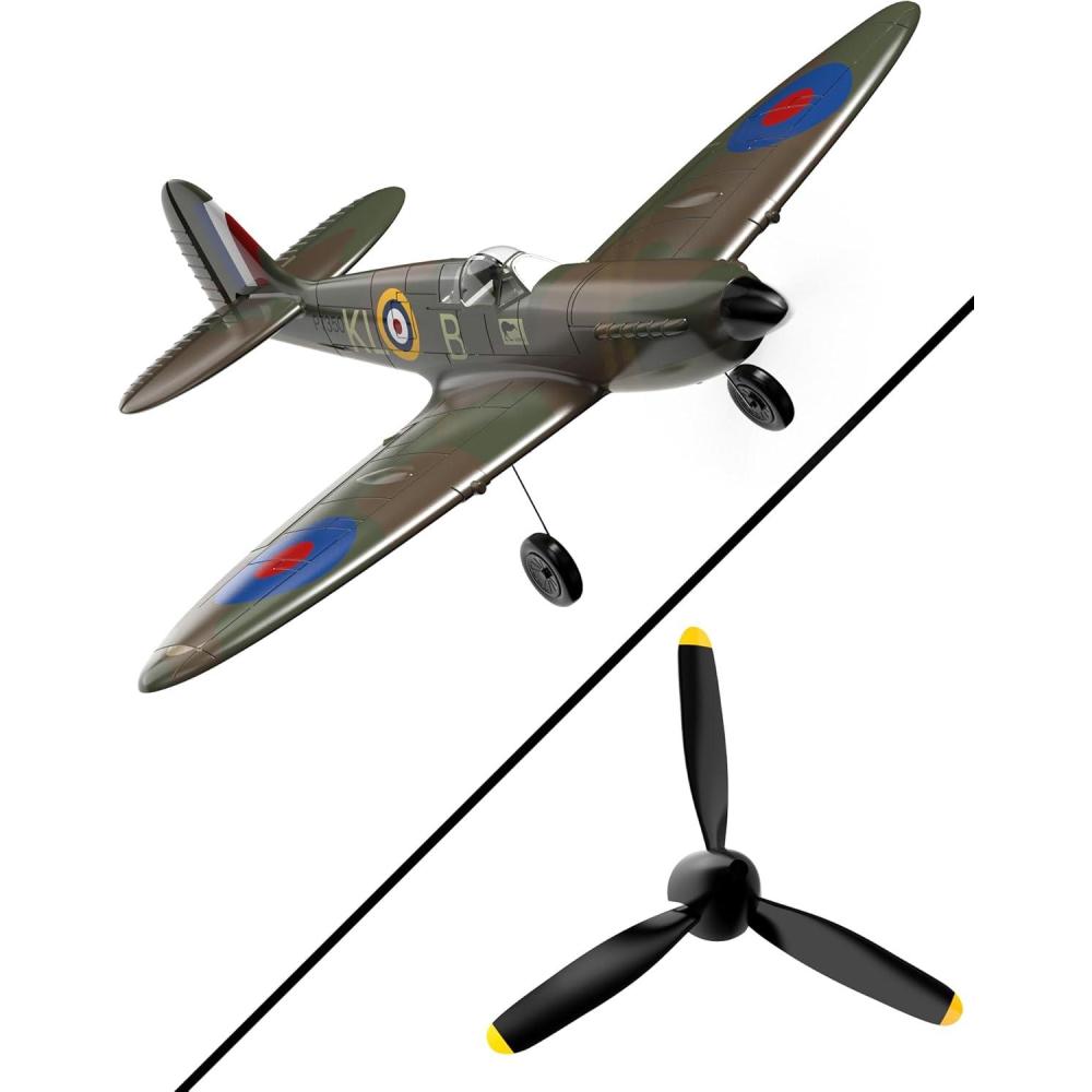 image:imagevolantexrc RC Plane Spitfire Fighter 4CH Remote Control Airplane RTF with Aileron Gyro Aerobatics amp 3 Modes to Fly Hobby Radio Controlled Warbird Aircraft for Adults BeginnersGreen