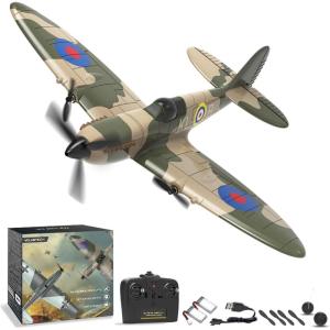 volantexrc RC Plane 3 Channel Remote Control Plane Fighter Spitfire with 6-axis Gyro, 2.4GHz RTF Radio Controlled Aircraft Easy to Fly for Beginners Adults (76205 RTF)(Spitfire)