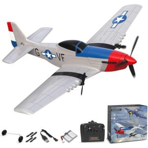 volantexrc RC Plane 3 Channel Remote Control Plane Fighter Spitfire with 6-axis Gyro, 2.4GHz RTF Radio Controlled Aircraft Easy to Fly for Beginners Adults (76205 RTF)(P-51D Mustang)