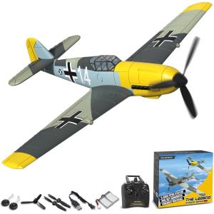 volantexrc RC Plane, 4 Channel Remote Control Airplane Fighter Spitfire RTF with Aileron, Gyro, Aerobatics & 3 Modes Easy to Fly, Hobby Radio Controlled Aircraft for Beginners & Adults (Blue)(BF109)