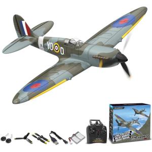 volantexrc RC Plane, 4 Channel Remote Control Airplane Fighter Spitfire RTF with Aileron, Gyro, Aerobatics & 3 Modes Easy to Fly, Hobby Radio Controlled Aircraft for Beginners & Adults (Blue)(Spitfire Blue)