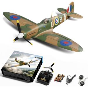 volantexrc RC Plane, 4 Channel Remote Control Airplane Fighter Spitfire RTF with Aileron, Gyro, Aerobatics & 3 Modes Easy to Fly, Hobby Radio Controlled Aircraft for Beginners & Adults (Blue)(Spitfire Brushless)