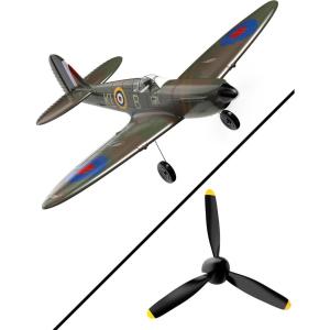volantexrc RC Plane Spitfire Fighter 4CH Remote Control Airplane RTF with Aileron, Gyro, Aerobatics & 3 Modes to Fly, Hobby Radio Controlled Warbird Aircraft for Adults, Beginners(Green)