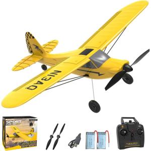 volantexrc RC Plane Trainer 3CH Remote Control Airplane with Prop Saver, 6-Axis Gyro Stabilizer & 3 Modes to Fly, Hobby Radio Controlled Aircraft RTF for Beginners & Adults (400mm,Red)(Yellow)