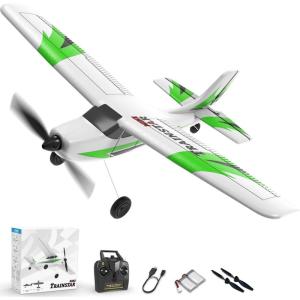 volantexrc RC Plane Trainer 3CH Remote Control Airplane with Prop Saver, 6-Axis Gyro Stabilizer & 3 Modes to Fly, Hobby Radio Controlled Aircraft RTF for Beginners & Adults (400mm,Red)(Green)