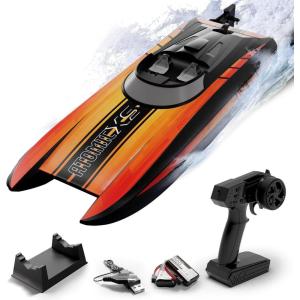 volantexrc Remote Control Boats for Pools and Lakes 20+MPH AtomicXS High Speed RC Boat for Adults Toy Boat Gifts with 2 Batteries & Reverse Function (795-5 Blue)(Orange)
