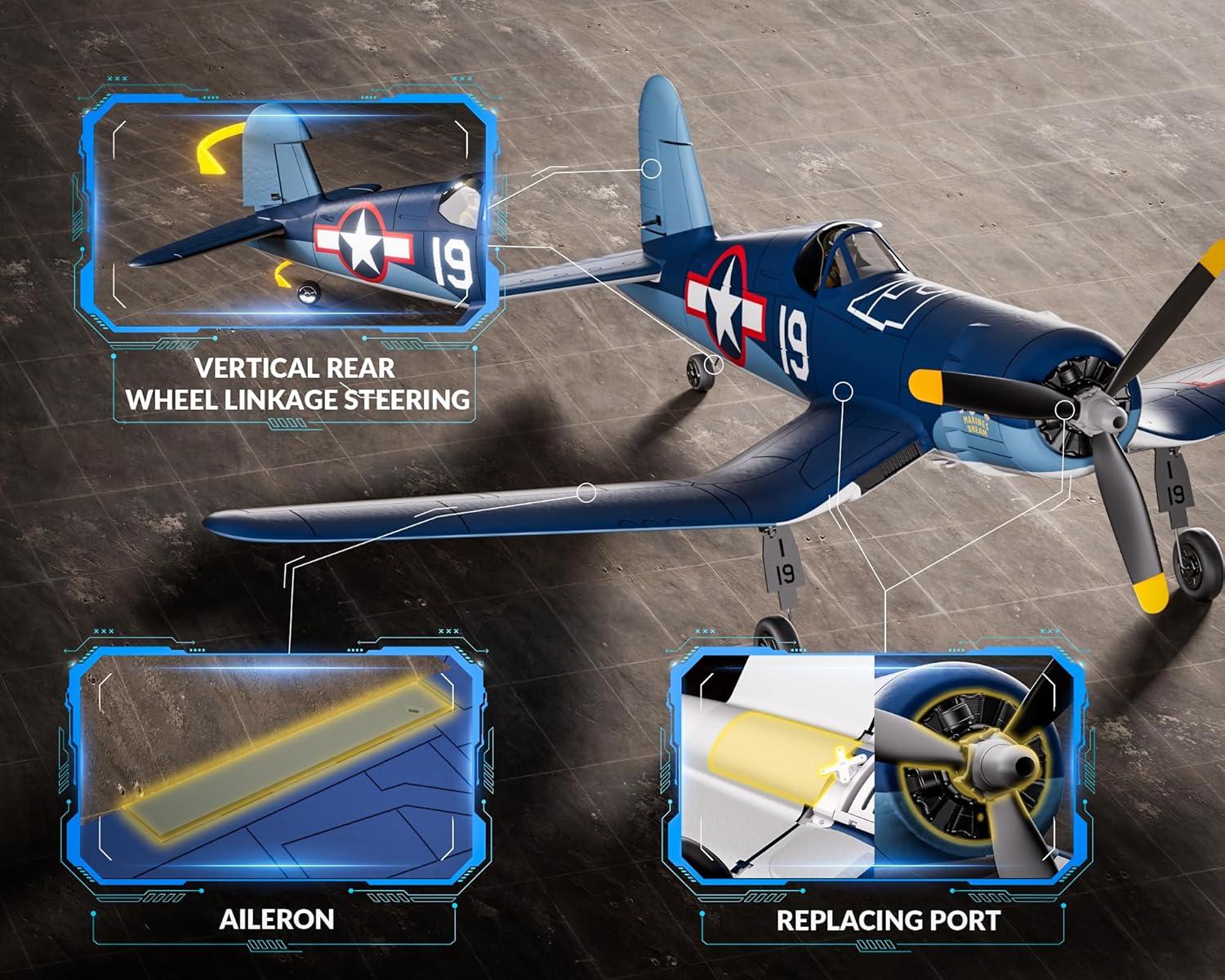image:imagevolantexrc Brushless RC Plane 4 Channel Remote Control Airplanes with 6Axis Gyro3 Modes amp Aerobatics 24GHz Radio Controlled Aircraft for Beginners amp Adults amp Propellers