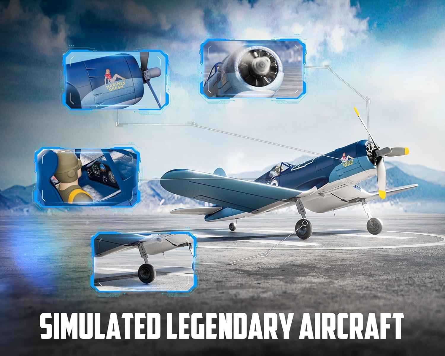 image:imagevolantexrc Brushless RC Plane 4 Channel Remote Control Airplanes with 6Axis Gyro3 Modes amp Aerobatics 24GHz Radio Controlled Aircraft for Beginners amp Adults amp Propellers