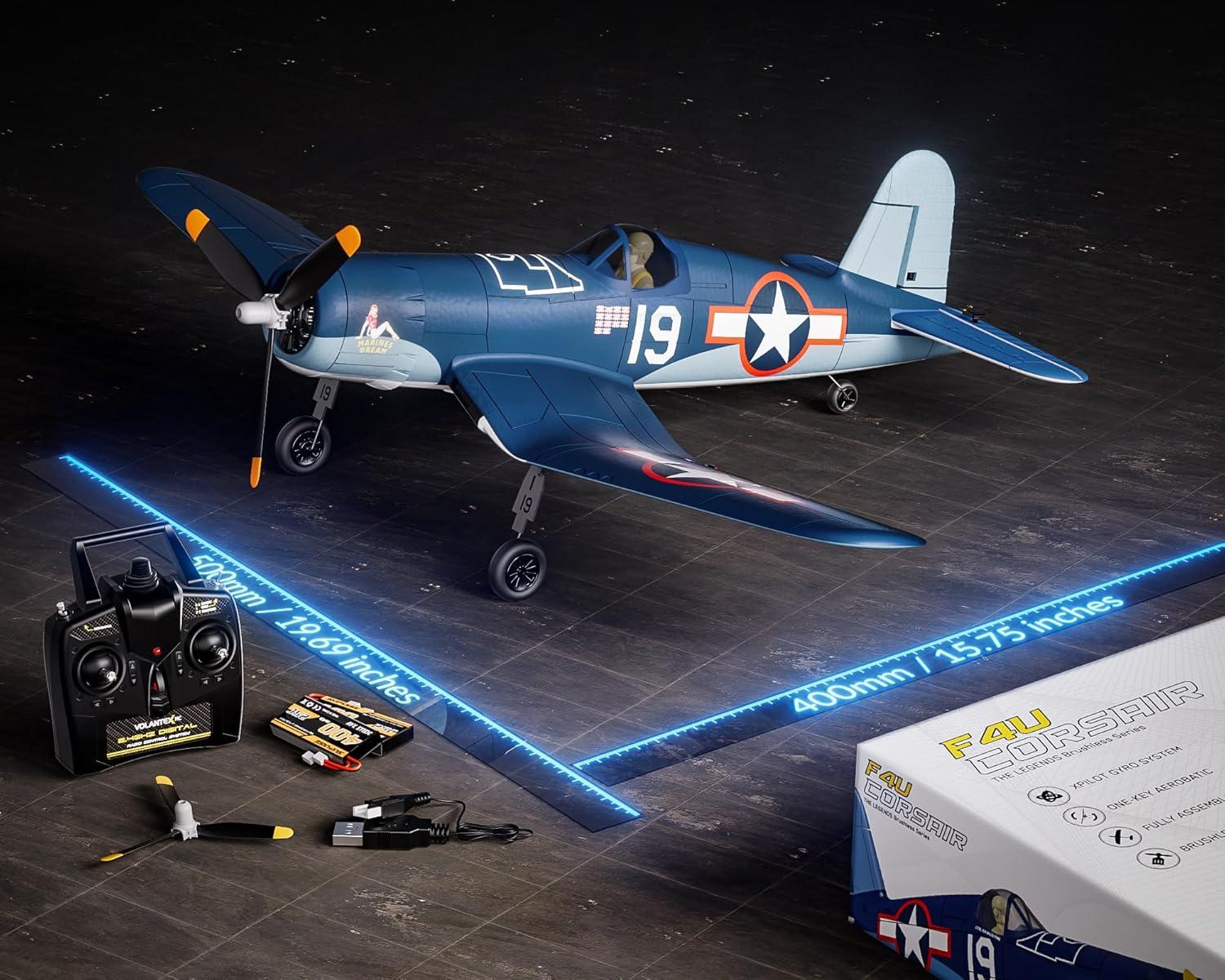 image:imagevolantexrc Brushless RC Plane 4 Channel Remote Control Airplanes with 6Axis Gyro3 Modes amp Aerobatics 24GHz Radio Controlled Aircraft for Beginners amp Adults amp Propellers