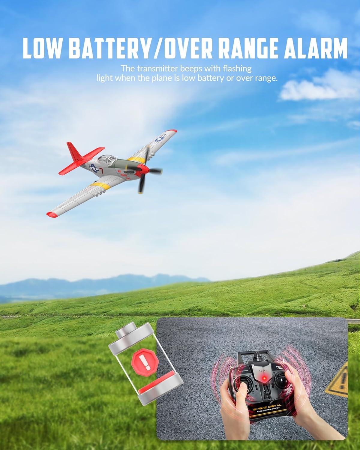 image:imagevolantexrc P51D Mustang RC Plane amp FourBlade Propellers4 Channel Remote Control Airplane Fighter RTF with 6Axis Gyro 3 Modes amp Aerobatics Easy to Fly 24GHz Radio Controlled Aircraft for Beginne