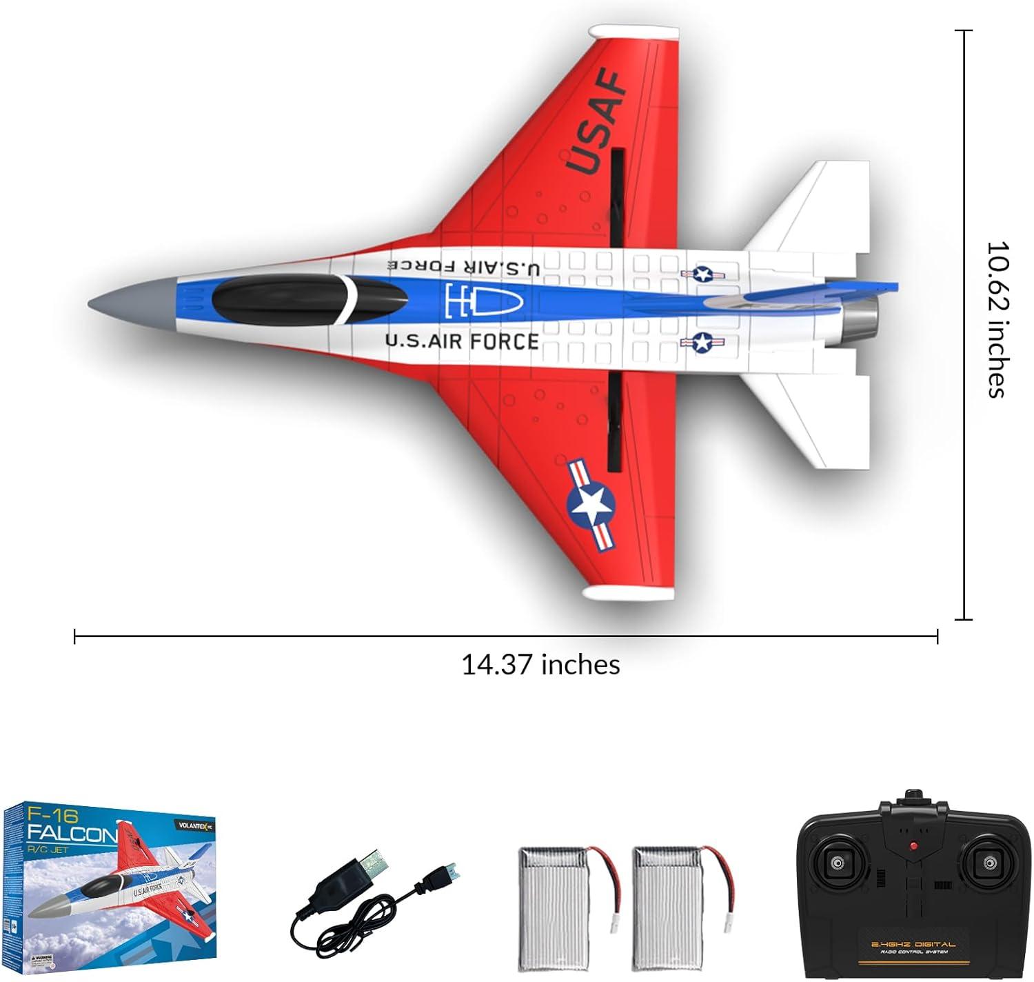image:imagevolantexrc RC Plane 3 Channel Remote Control Plane Fighter Spitfire with 6axis Gyro 24GHz RTF Radio Controlled Aircraft Easy to Fly for Beginners Adults 76205 RTFF16 Falcon