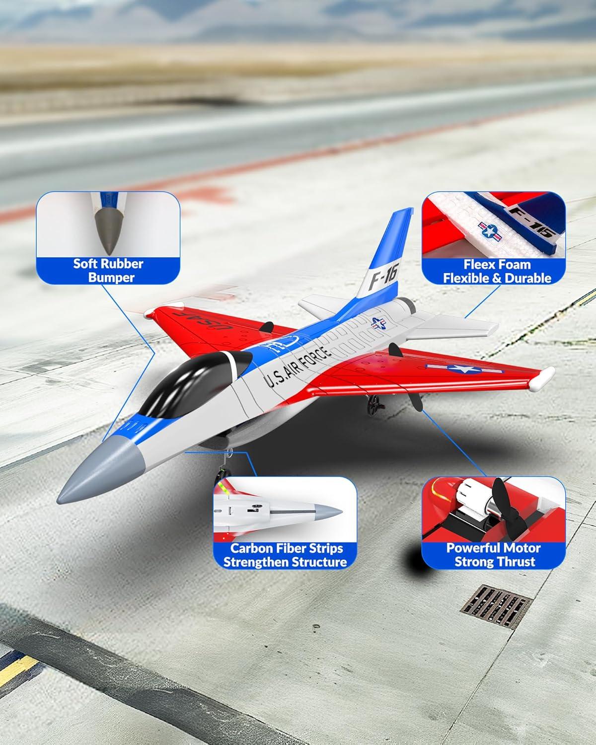 image:imagevolantexrc RC Plane 3 Channel Remote Control Plane Fighter Spitfire with 6axis Gyro 24GHz RTF Radio Controlled Aircraft Easy to Fly for Beginners Adults 76205 RTFF16 Falcon
